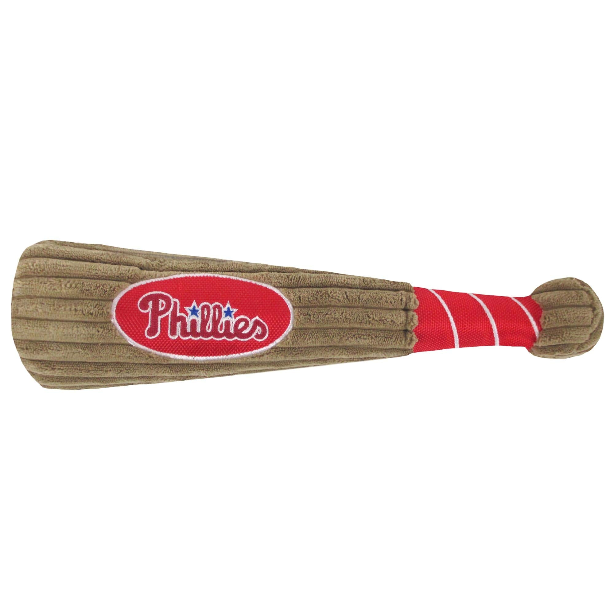 MLB Philadelphia Phillies Baseball Bat Toy for DOGS & CATS. Soft Corduroy Plush Dog Toy with Inner SQUEAKER, MLB Chew Toys for D