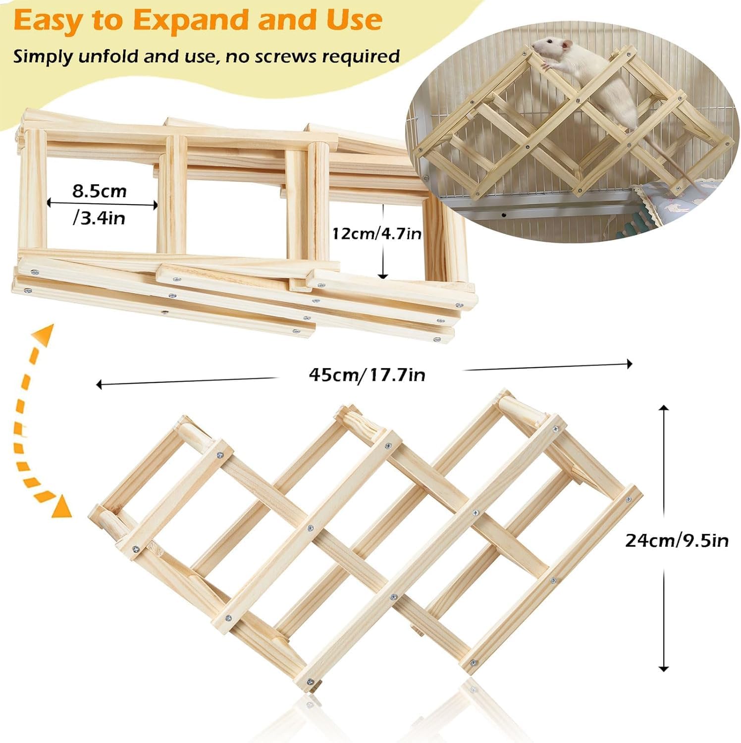 Jevnd Wooden Rat Climbing Toys, Natural Pet Rat Cage Accessories Climbing Ladder, Fancy Rats Enrichment Toys Activities, Hanging