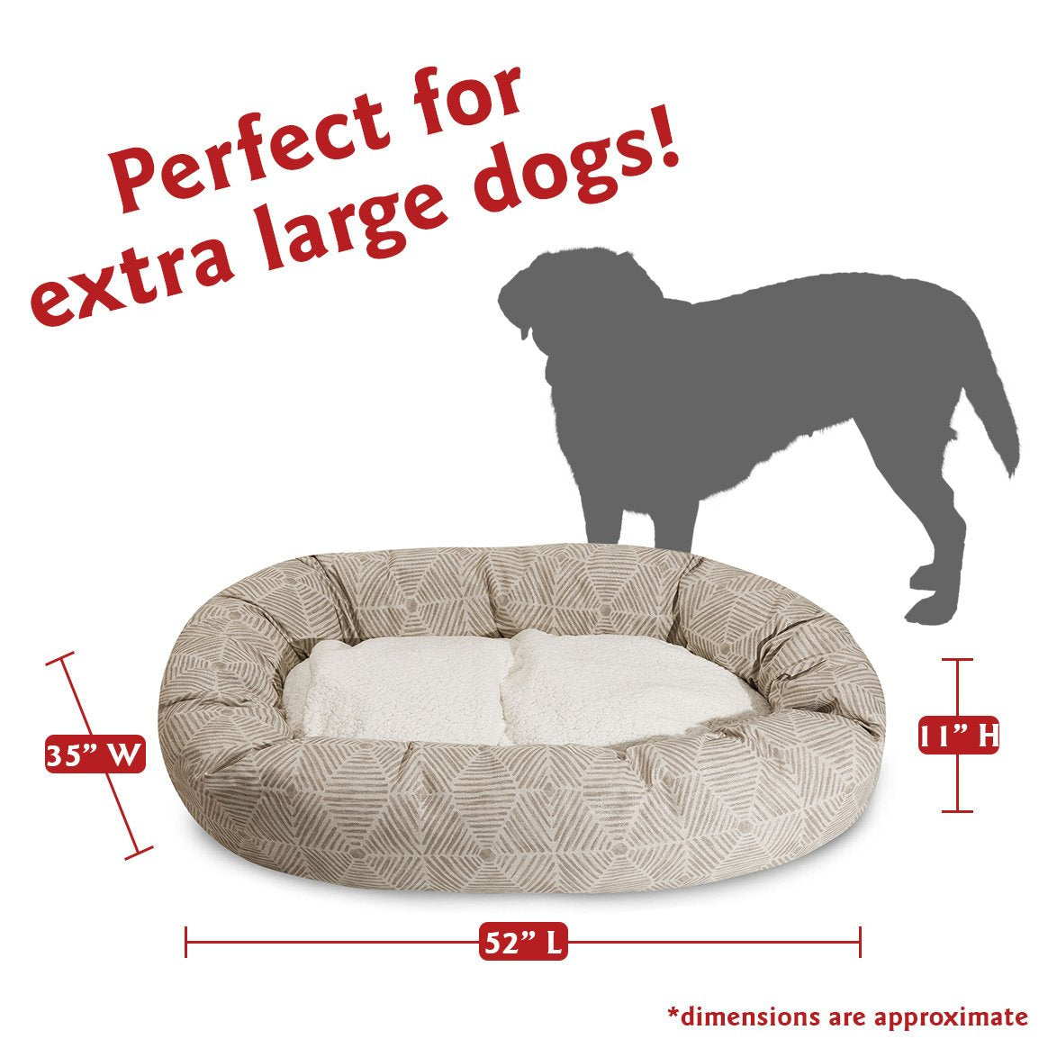 Majestic Pet 52' Charlie Beige Metallic Sherpa Bagel Bed