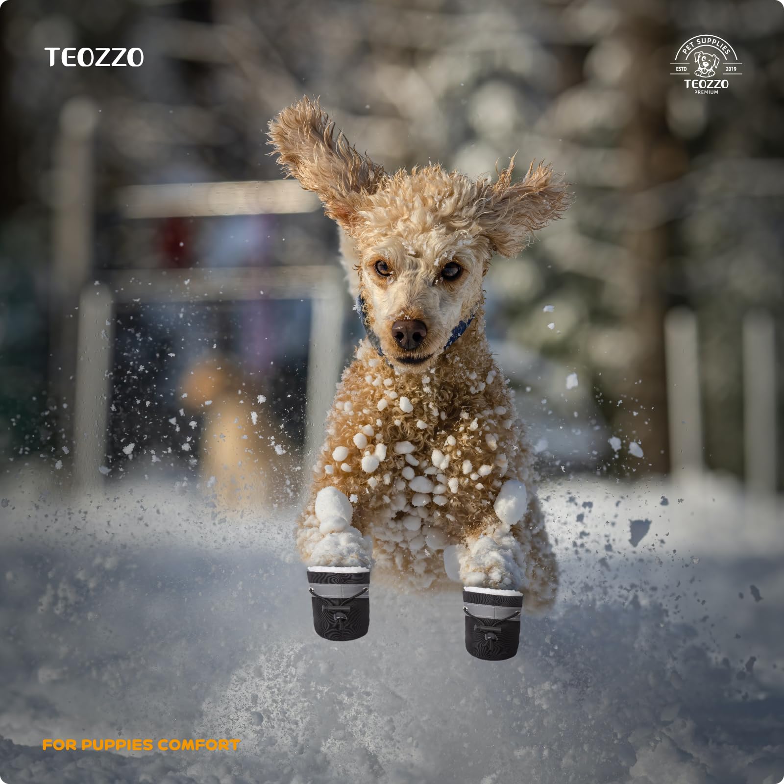 Teozzo Dog Boots Dog Snow Boots For Winter Dogs Boots & Paw Protector Warm Dog Booties For Puppy With Reflective Strip Dog Shoes For Small Medium Size Dogs 4Pcs Black Size4