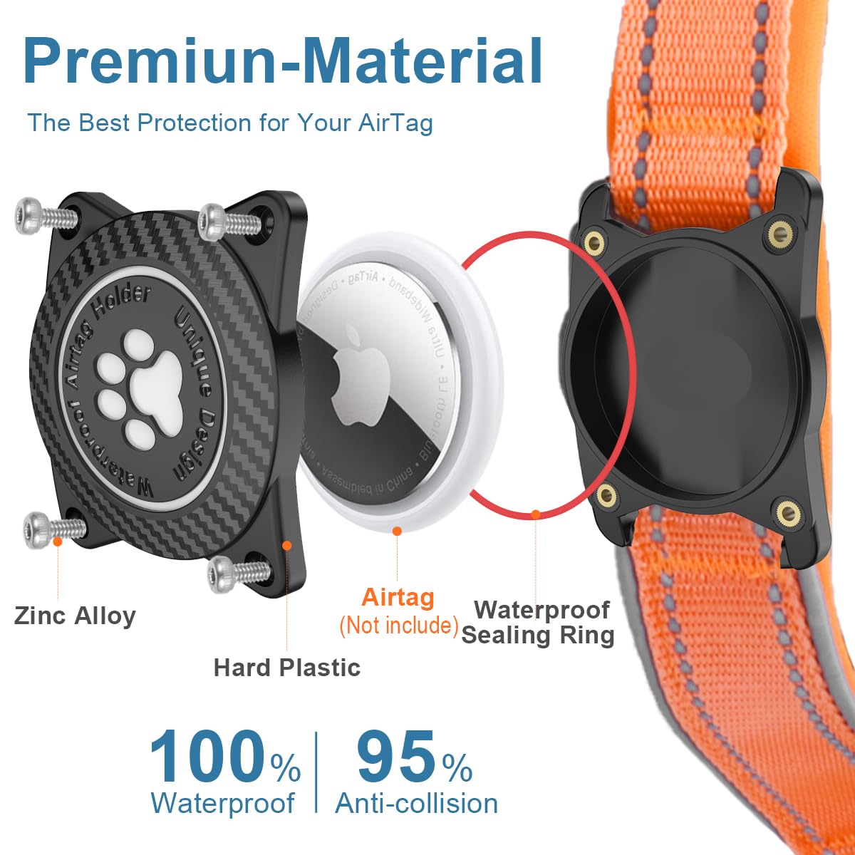 Okvsko Airtag Dog Collar With Waterproof Air Tag Holder, Luminous Reflective, Soft Padded, Adjustable Nylon Pet Collar For Small