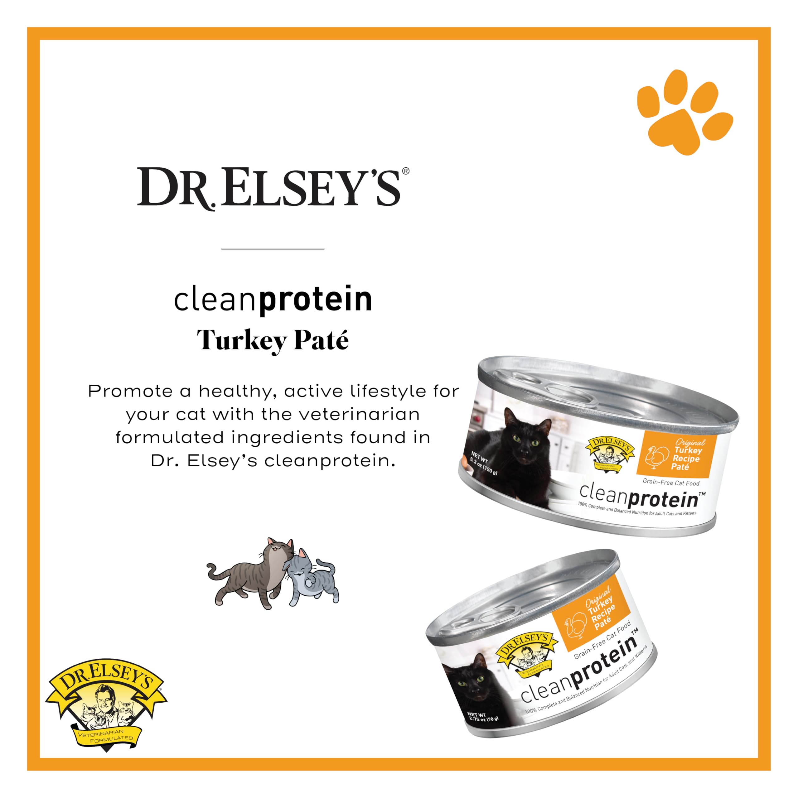 Dr. Elseys cleanprotein Original Turkey Recipe Wet Cat Food, 2.75 oz Can (Pack of 24)