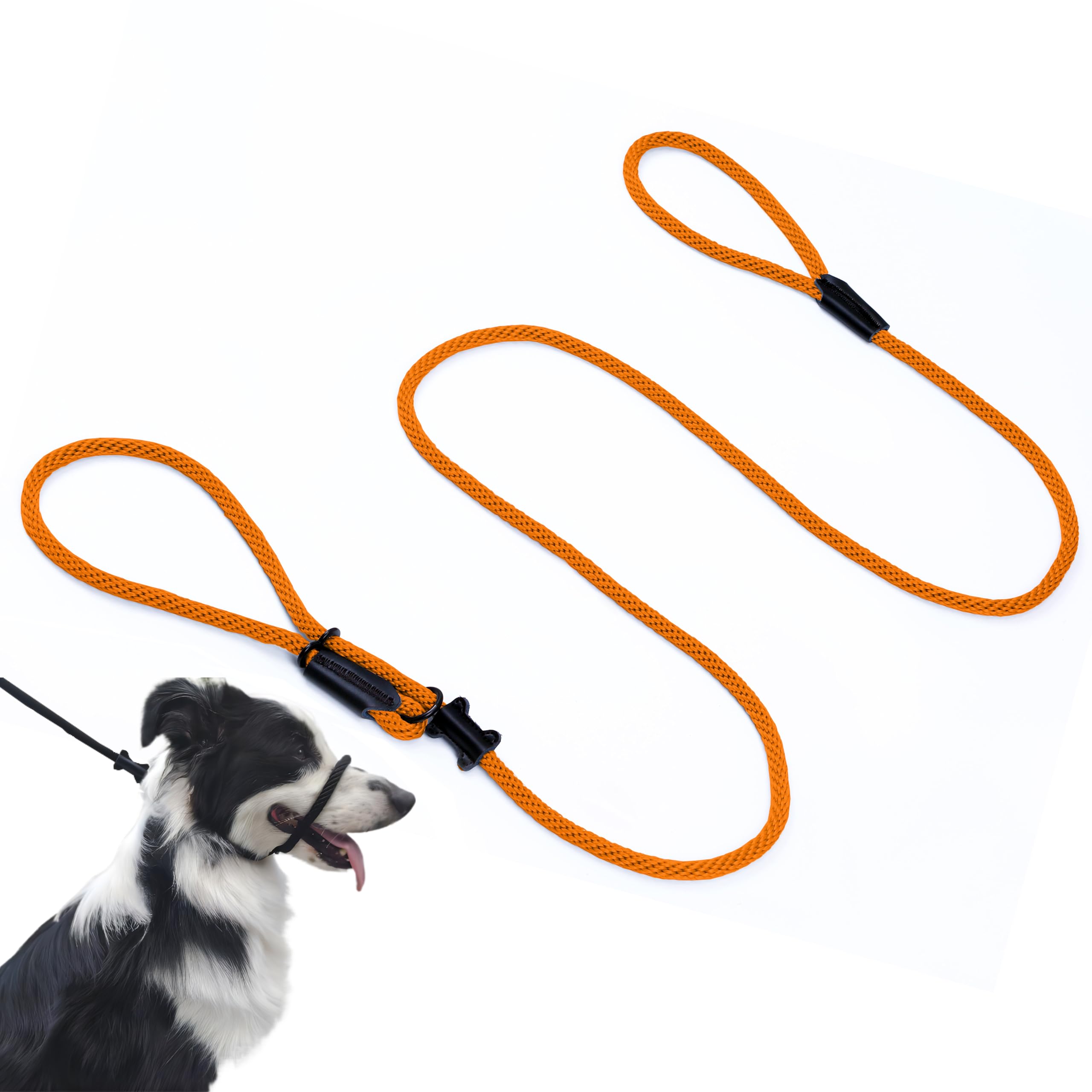 Multifunctional Figure 8 Padded Head Halter Walking Training Leather Stopper Slip Lead Dog Rope Leash (Orange)