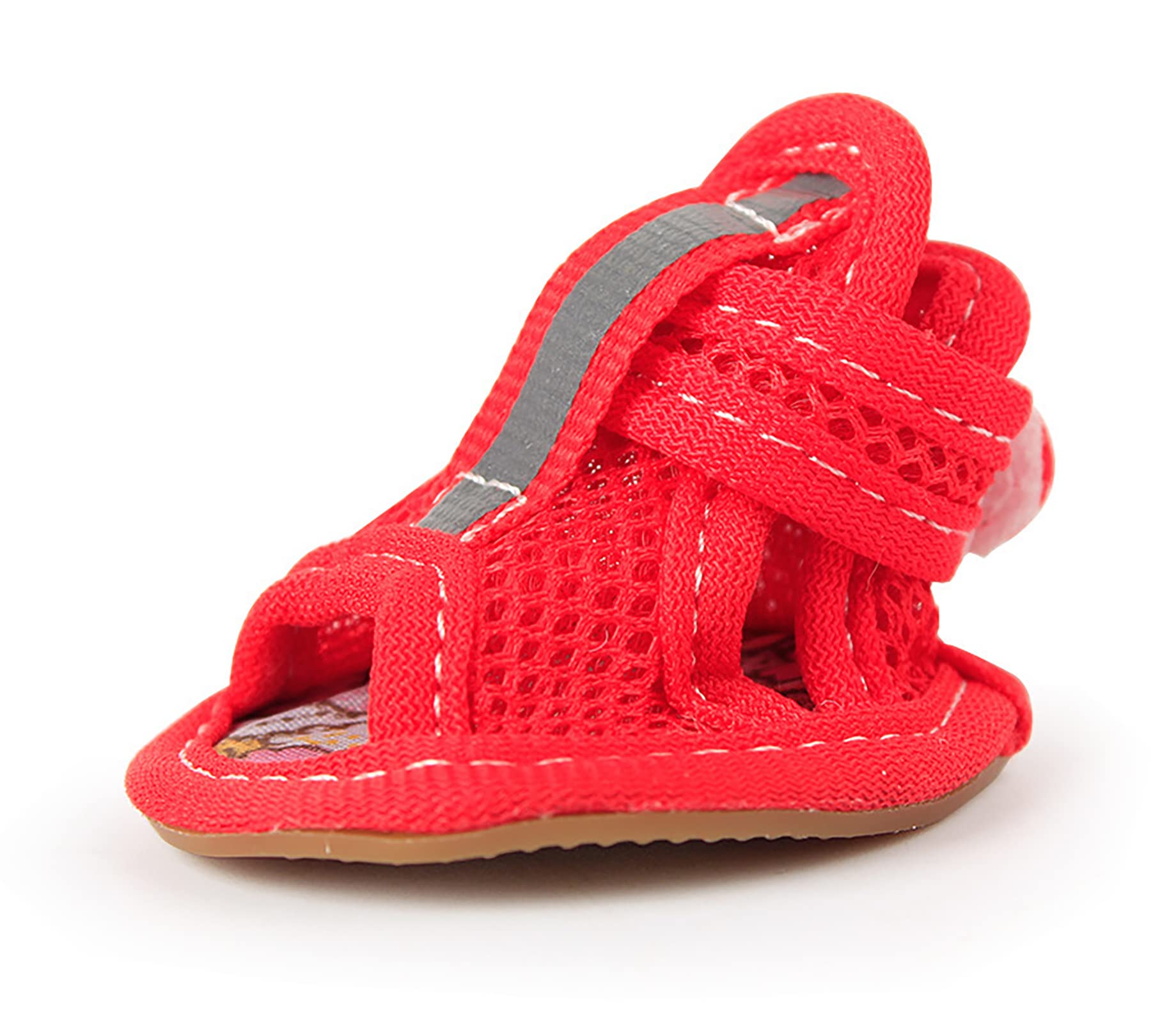 Breathable Mesh Dog Sandals For Summer, Puppy Paw Protectors, Outdoor Pet Sandals For Small Dogs Red Size 2