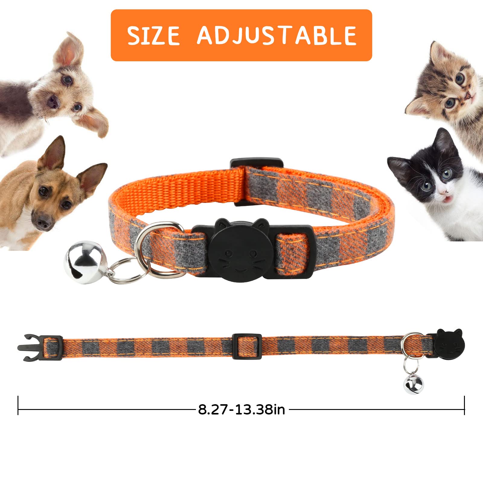 Cat Collars-Breakaway Kitten Collar With Bell - Adjustable7-12In Litter Collars Pups - Set Of 8