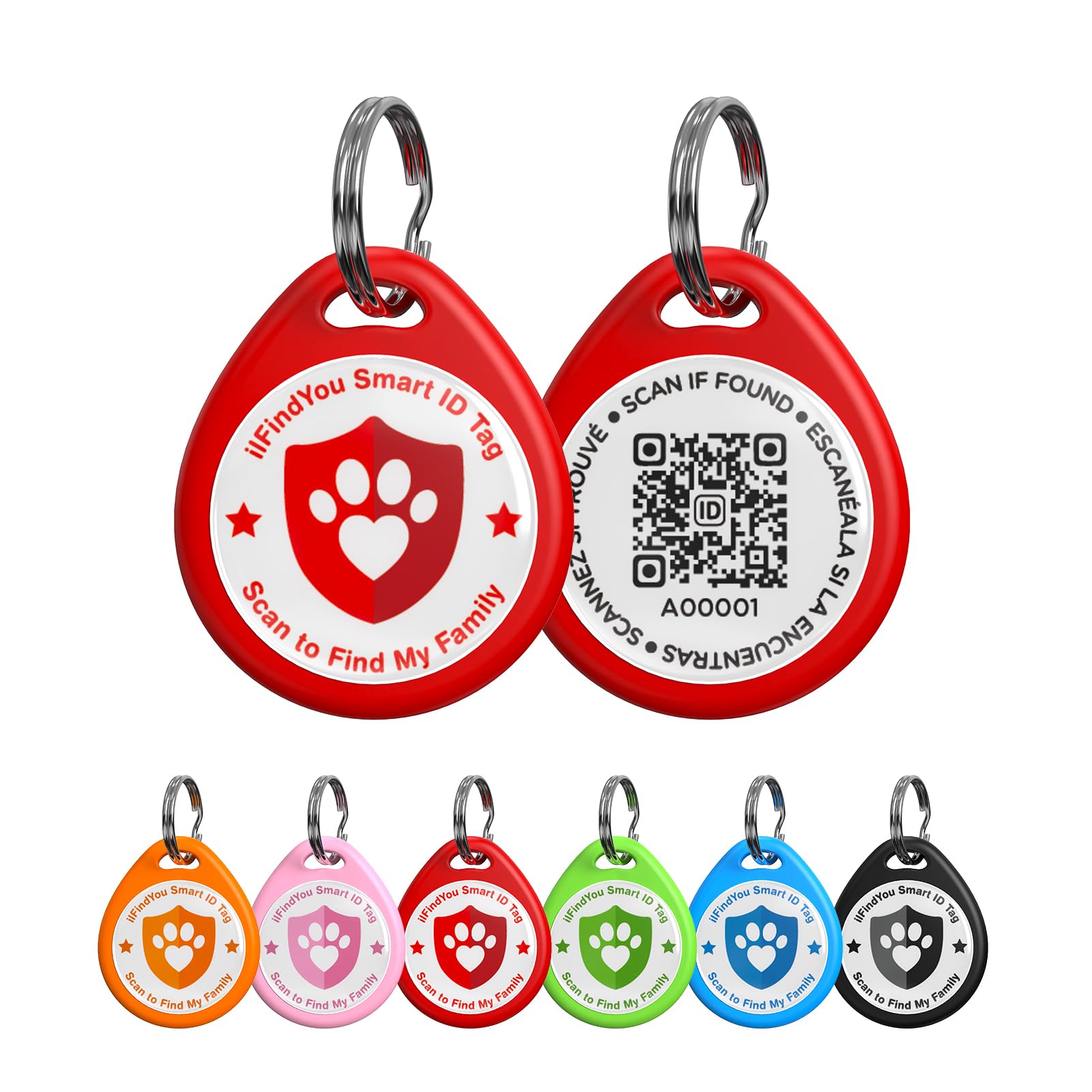Ilfindyou Dog Tags Personalized, Qr Code Pet Id Tags For Dog Collar, Online Profile, Scan Location Alerts, Red