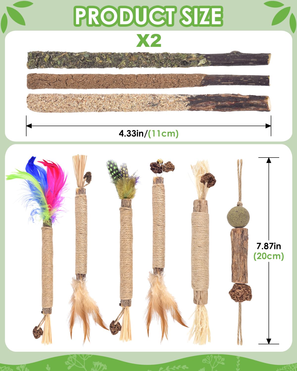 Tindtop Silvervine Chew Sticks For Cats, 12 Pack Natural Catnip Chew Toys For Kittens Teeth Cleaning, Matatabi Dental Care, Incr