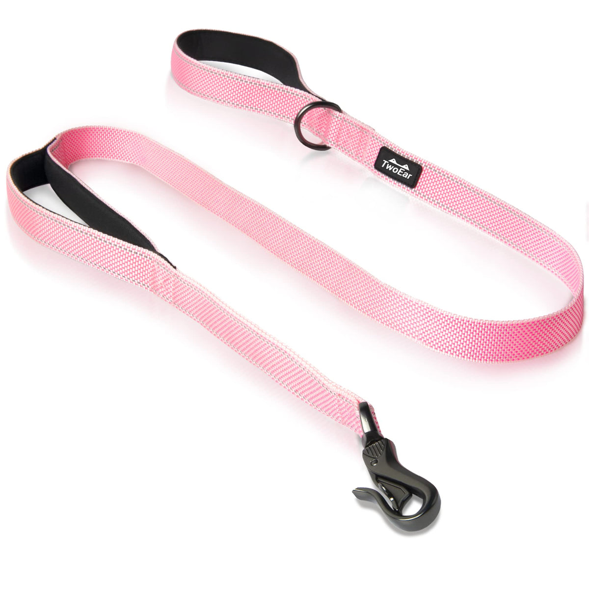Twoear 4Ft 1In Strong Pink Dog Leash With 3 Padded Handles, Traffic Handle Extra Control, Comfortable Soft Dual Handle, Auto Lock Hook, Reflective Walking Lead For Small Medium And Large Dogs