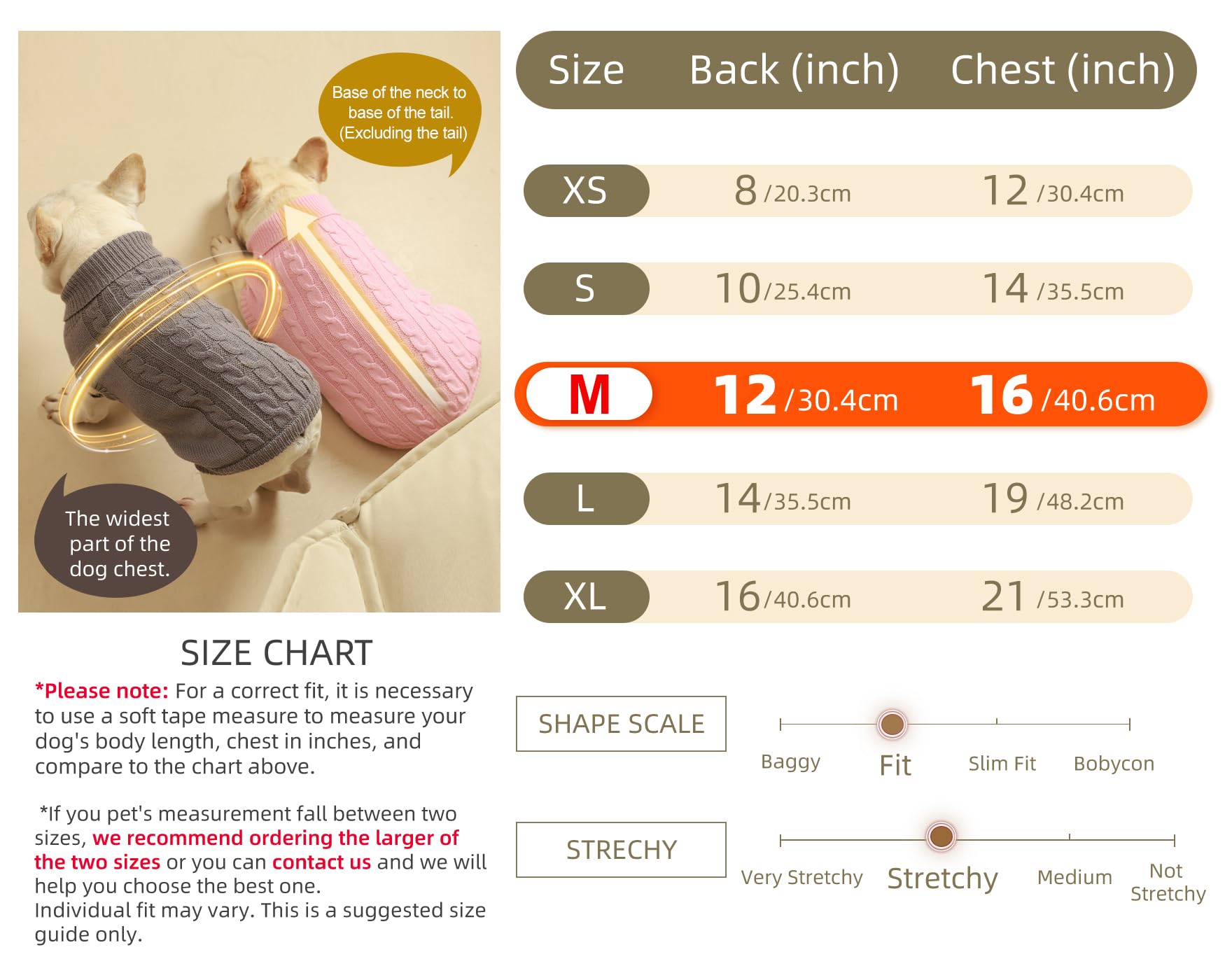Roseelk 2 Pack Dog Sweaters For Small Dogs - Puppy Medium Warm Clothes In Winter, Turtleneck Pullover Design For Boy Girl Pet, Doggie, Cat, Kitten Chihuahua Bulldog Pug Beagles (M, Pink, Beige)