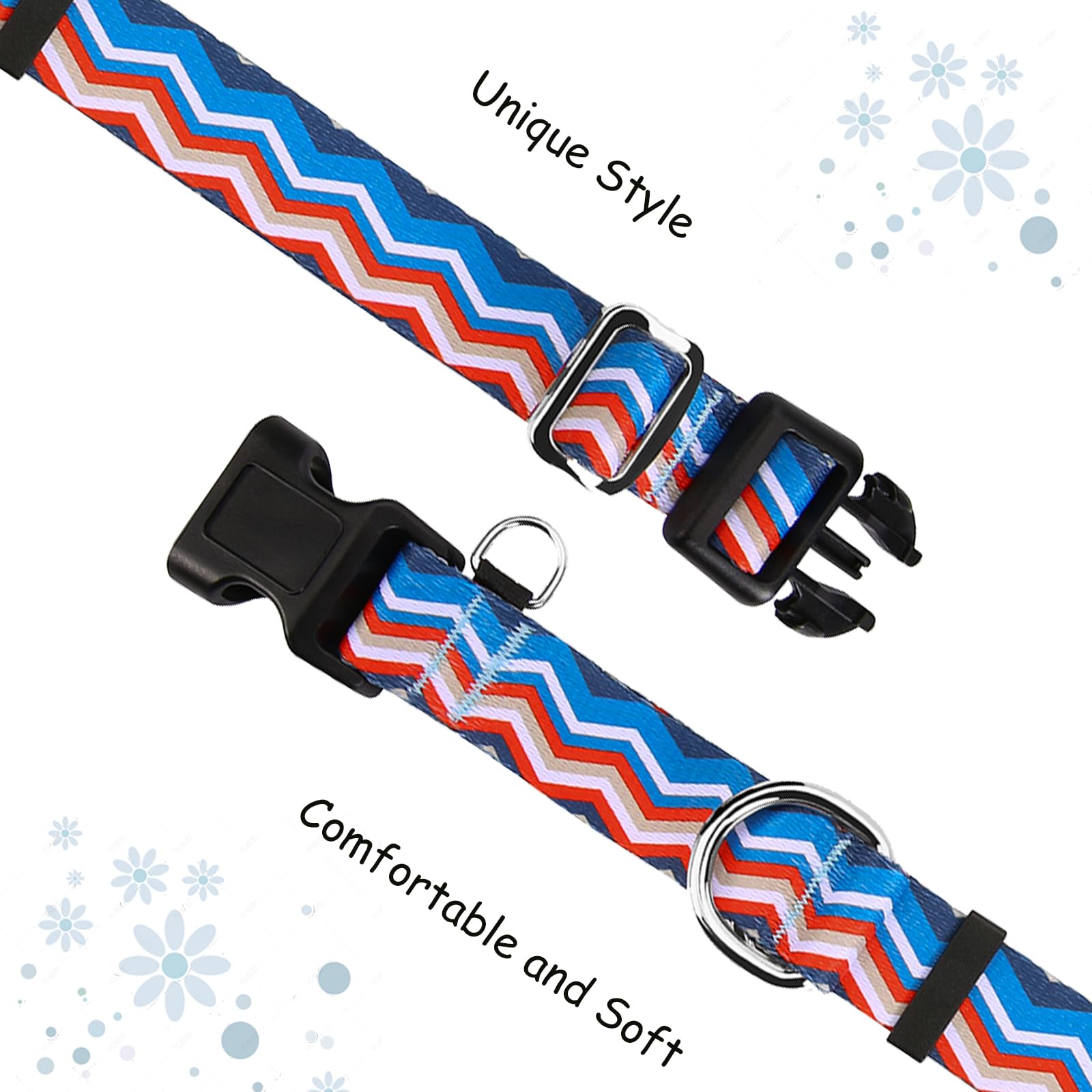 Fidohug Martingale Collar For Dogs With Buckle Adjustable Nylon Slip No Pull Training Dog Collars (Red Blue Arrow, Small)