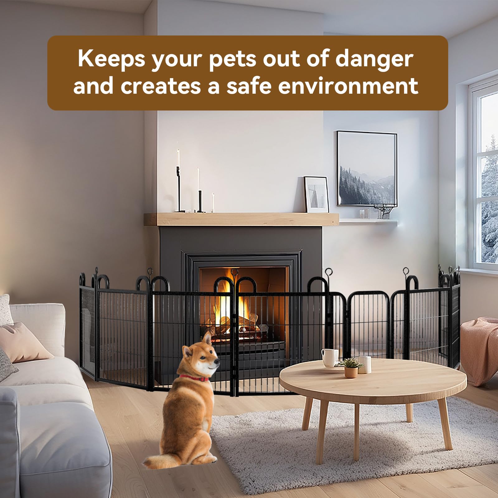 Puppy Playpen 8 Panels Small Dog Fence Outdoor Indoor Use 24'' Height Anti-Rust With Doors Portable Dog Play Pen For Rv Camping