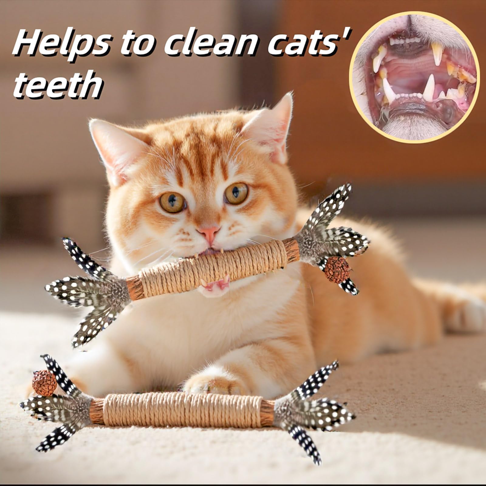 GREMBEB Cat Toys, 7 Pack Silvervine Cat Feather Toy Kitten Chew Stick Catnip Treat with Bell for Cleaning Teeth Indoor Kitty Tea