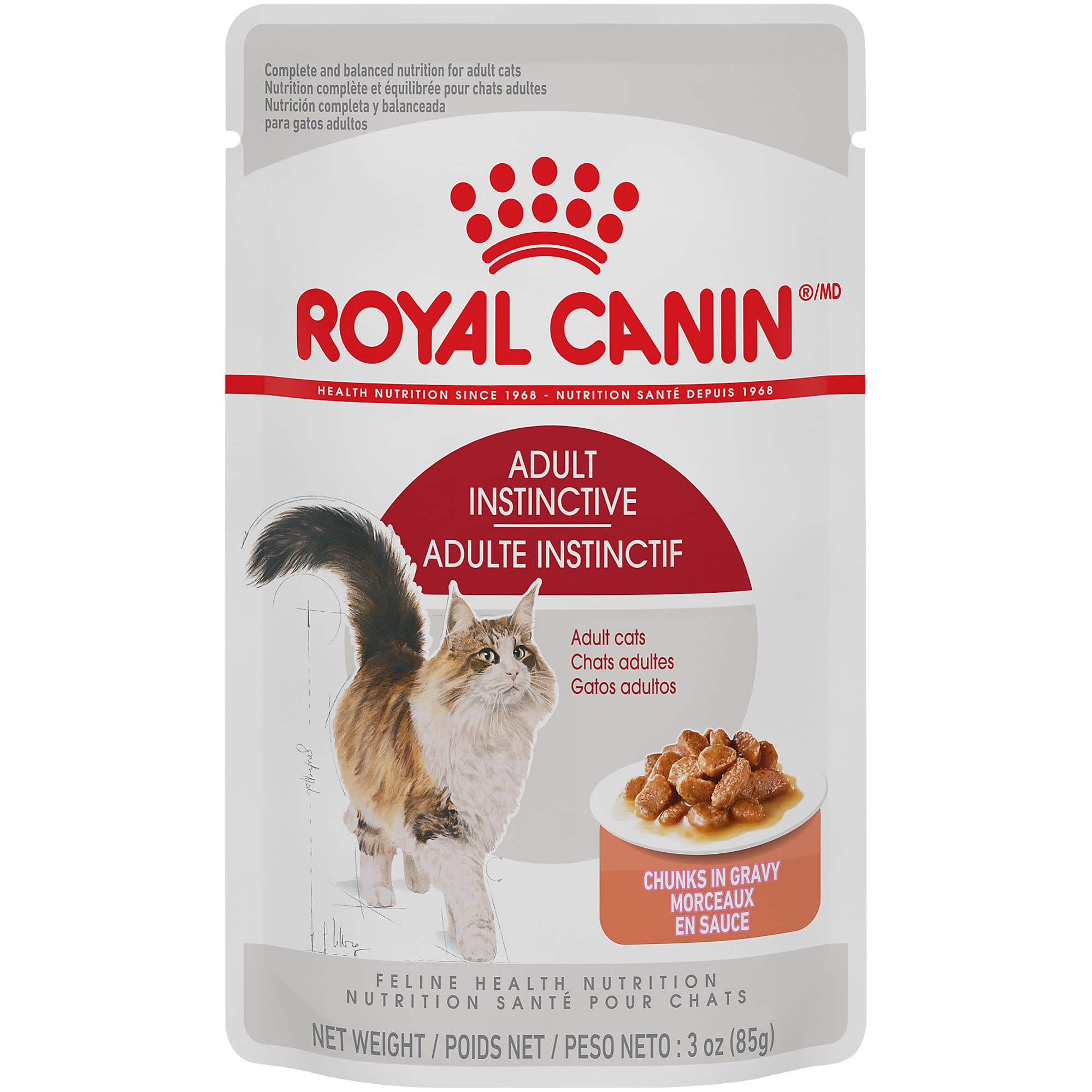 Royal Canin Feline Health Nutrition Adult Instinctive Adult Chunks in Gravy Cat Food, 3 oz (Pack of 12)