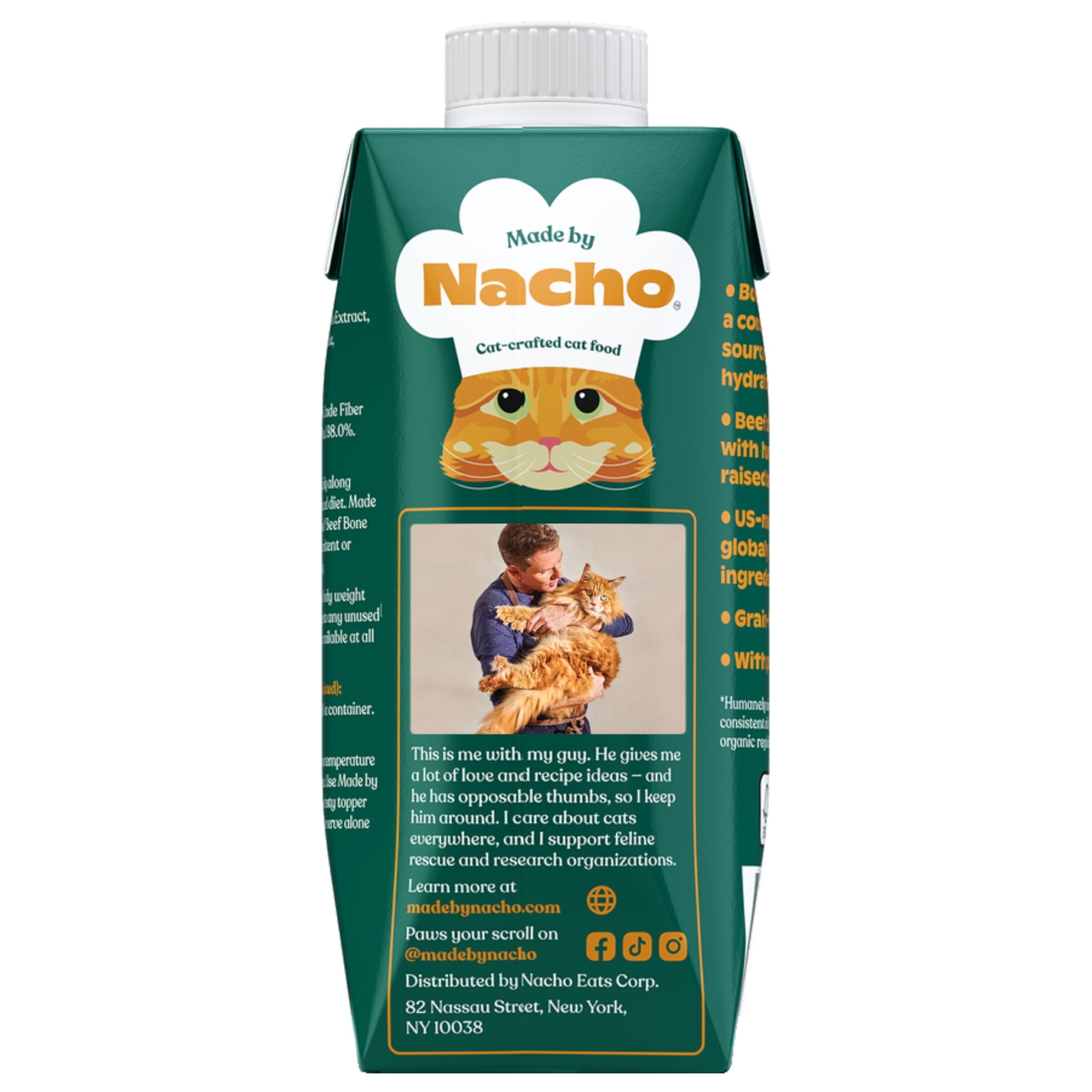 Made by Nacho Bone Broth Cat Food Topper for Hydration and Picky Eaters - Add Protein and Flavor to Your Dry Cat Food - Supports