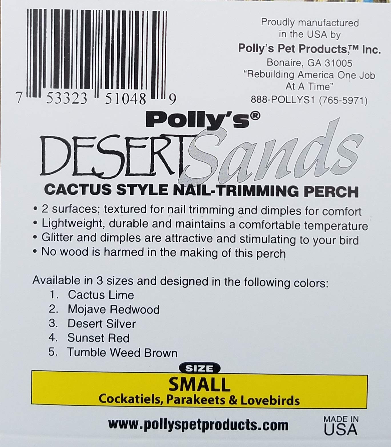 Polly'S Desert Sands Bird Perch, Small