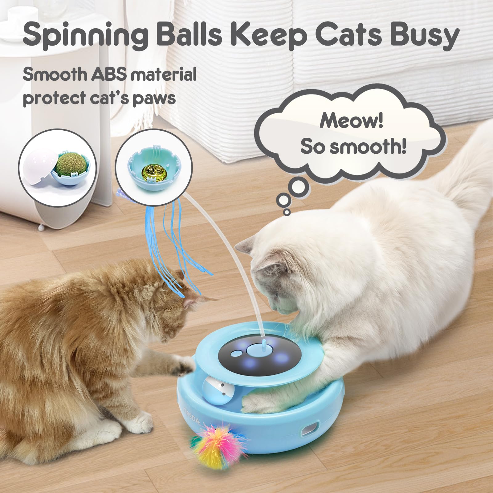 Orsda 3-In-1 Cat Toys Rechargeable, Interactive Cat Toys For Indoor Cats Automatic Kitten Toy, Moving Ambush Feather, Fluttering
