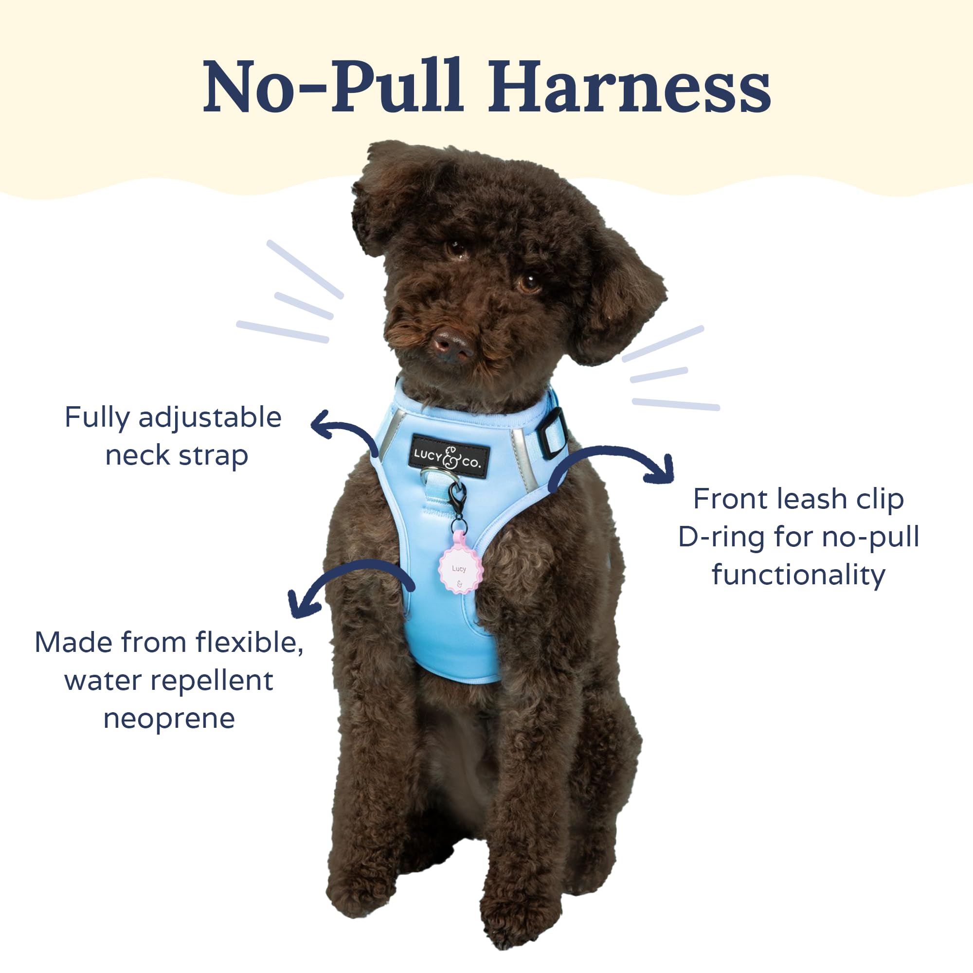 Lucy & Co. The Denim No-Pull Dog Harness - Size X-Large - Vest to Stop Pulling & Walk Easy - Comfortable Leash Training Product