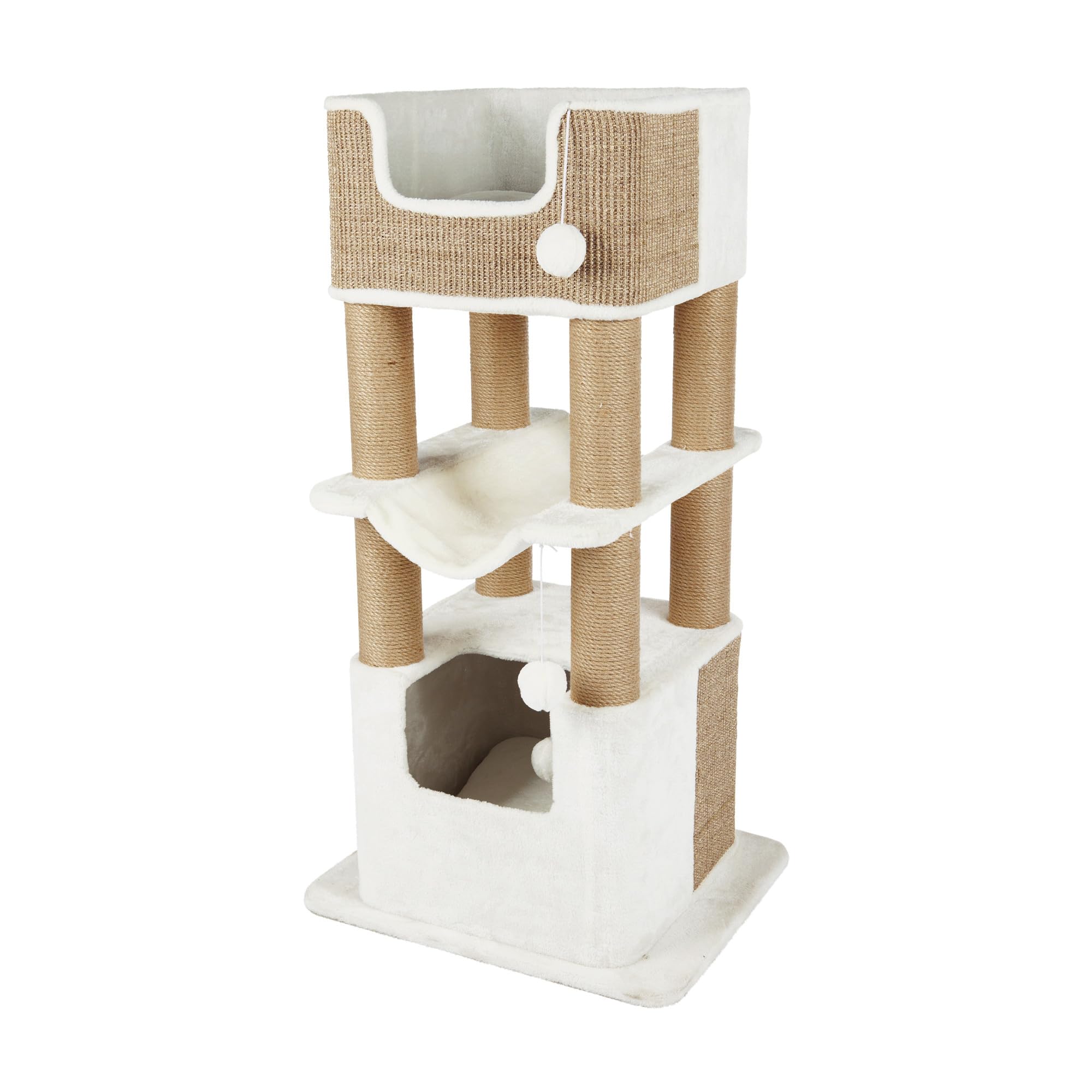 TRIXIE Lucano XXL 43-in Cat Tower, Sisal Scratching Posts, Cat Tree with Plush Condo, Cushions, Dangling Cat Toys, Brown