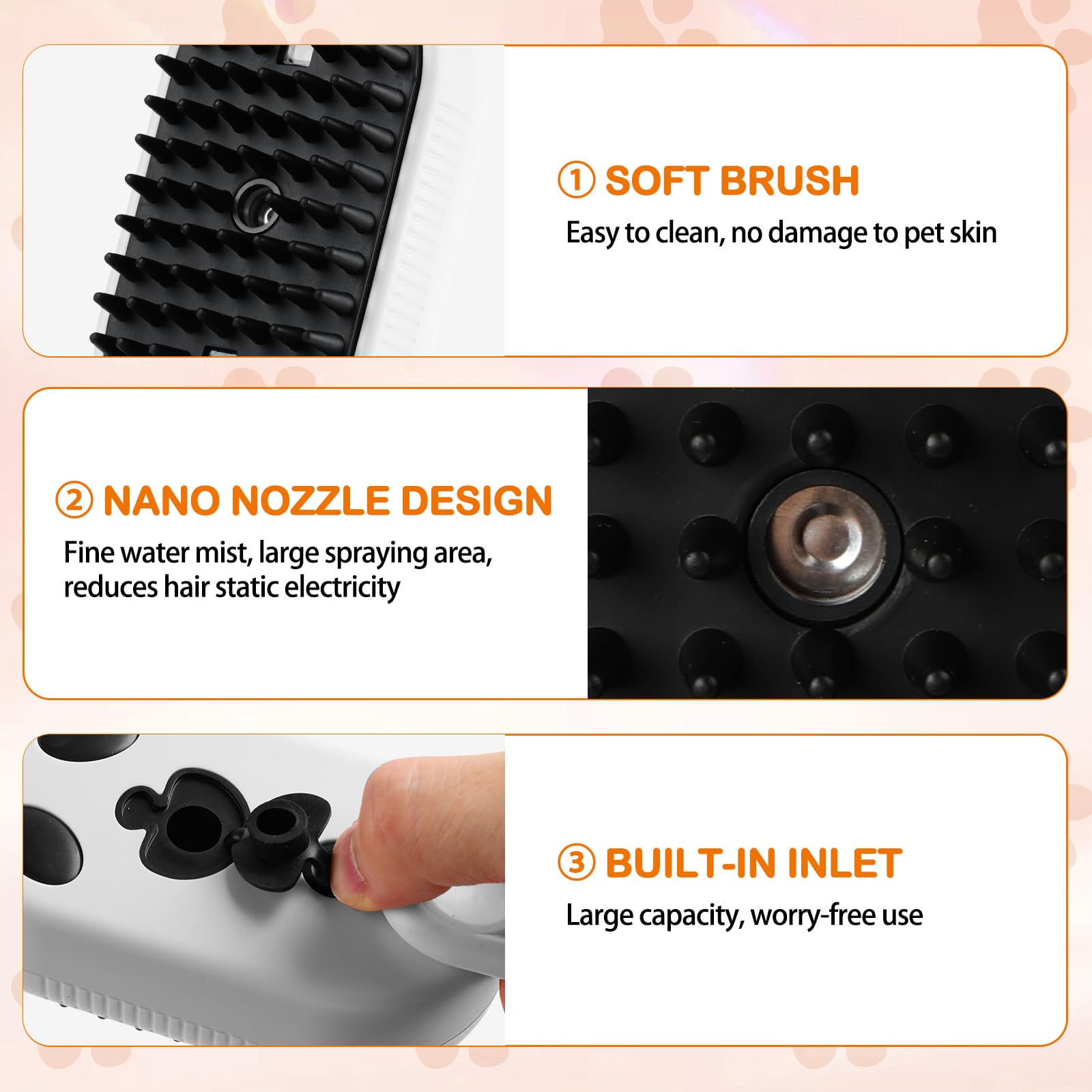 Cat Brush For Shedding - Dog Grooming With Steam, Spray & Uv Light - Pet Steam For Dogs, Brushes For Indoor Cats, Water Spray Br