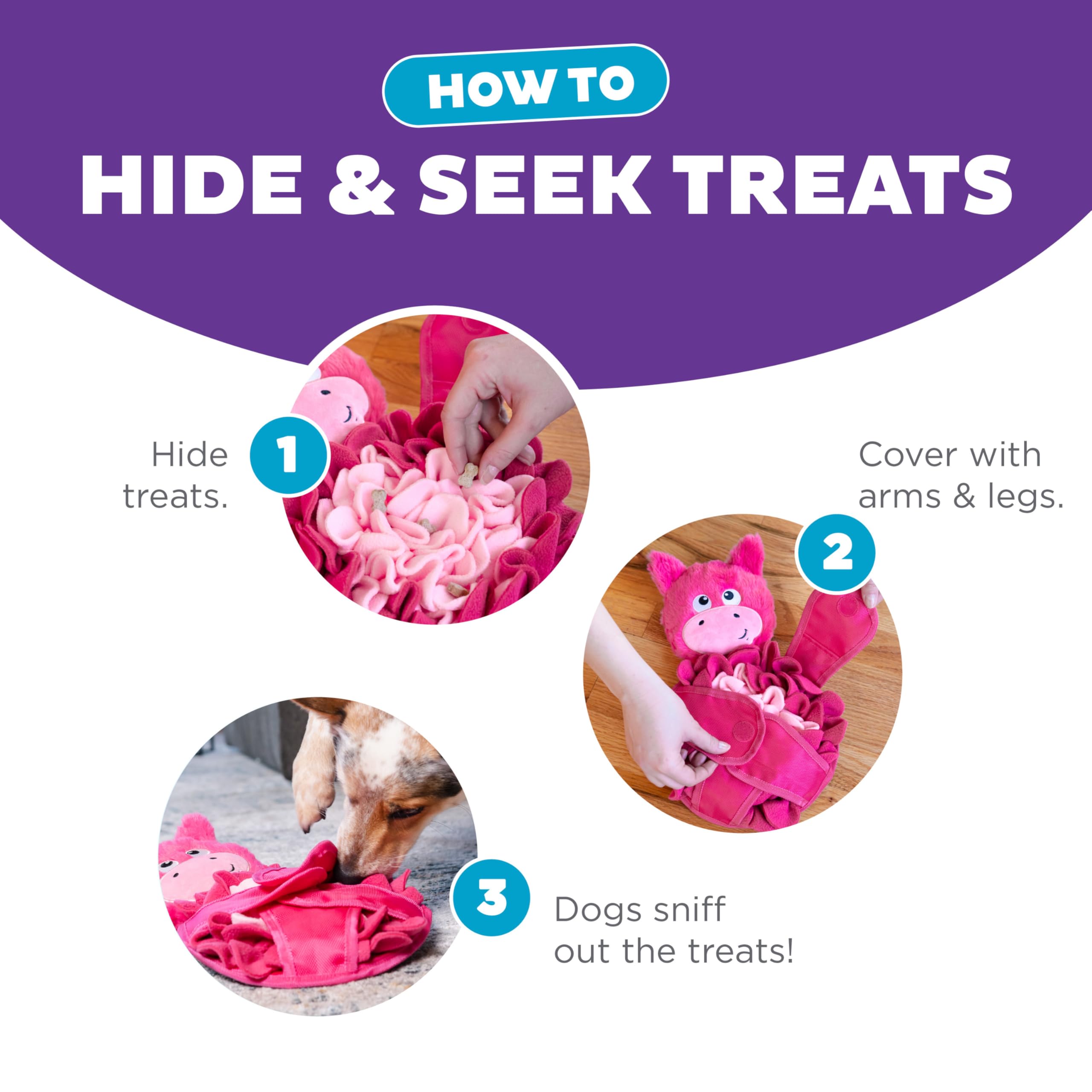 Outward Hound By Nina Ottosson Snuffle Palz Plush Snuffle Mat Dog Treat Puzzle, Non-Slip, Pink, Pig, Large