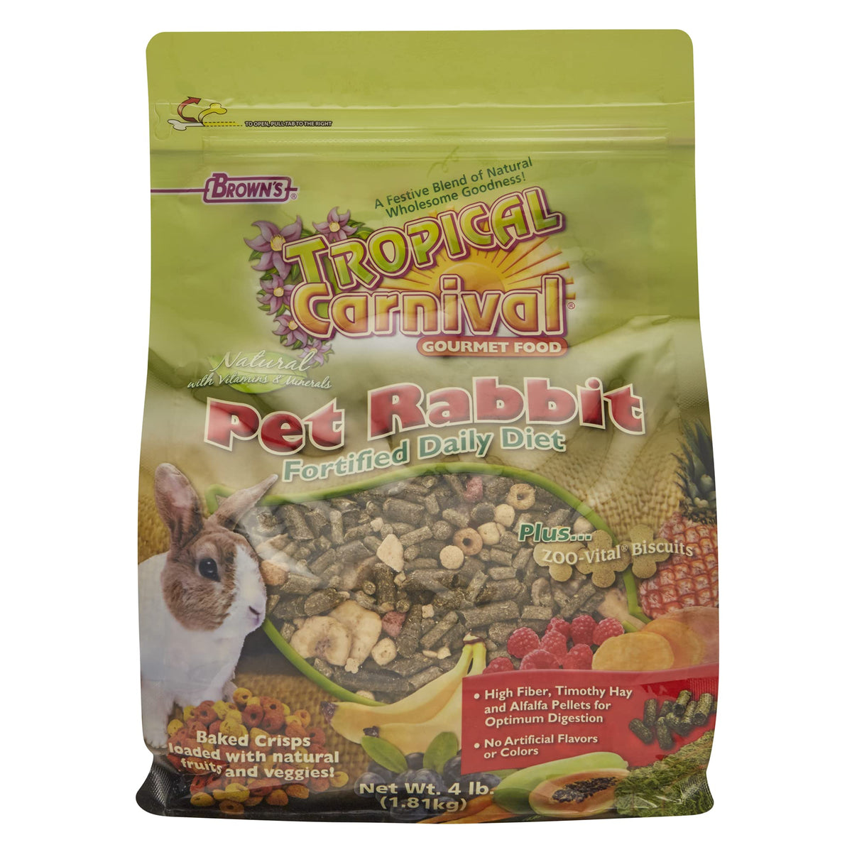 F.M. Browns Tropical Carnival Natural Rabbit Food, 4-lb Bag - Vitamin ...