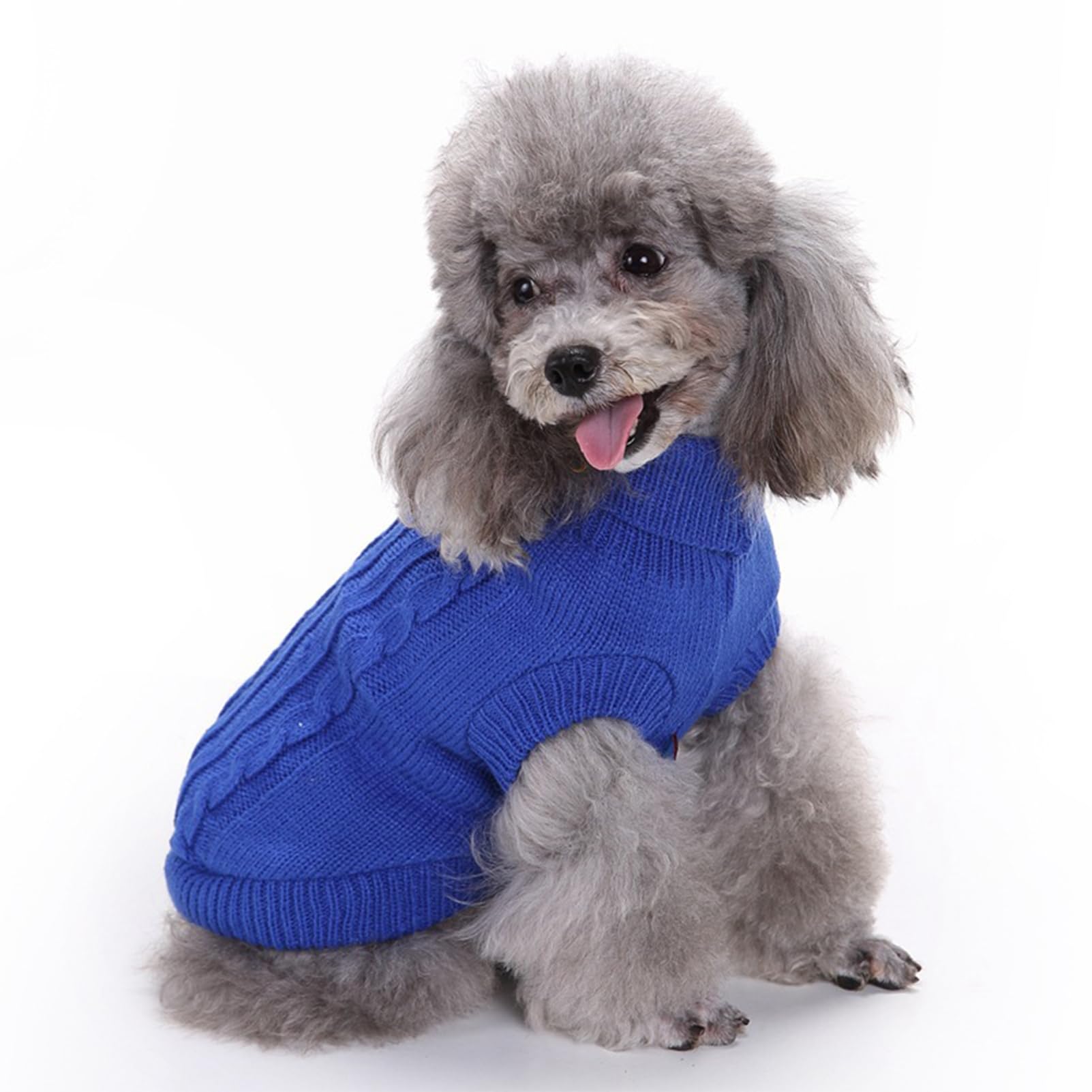 Small Dog Sweaters Knitted Pet Cat Sweater Warm Dog Sweatshirt Dog Winter Clothes Kitten Puppy Sweater (X-Small,Dark Blue)