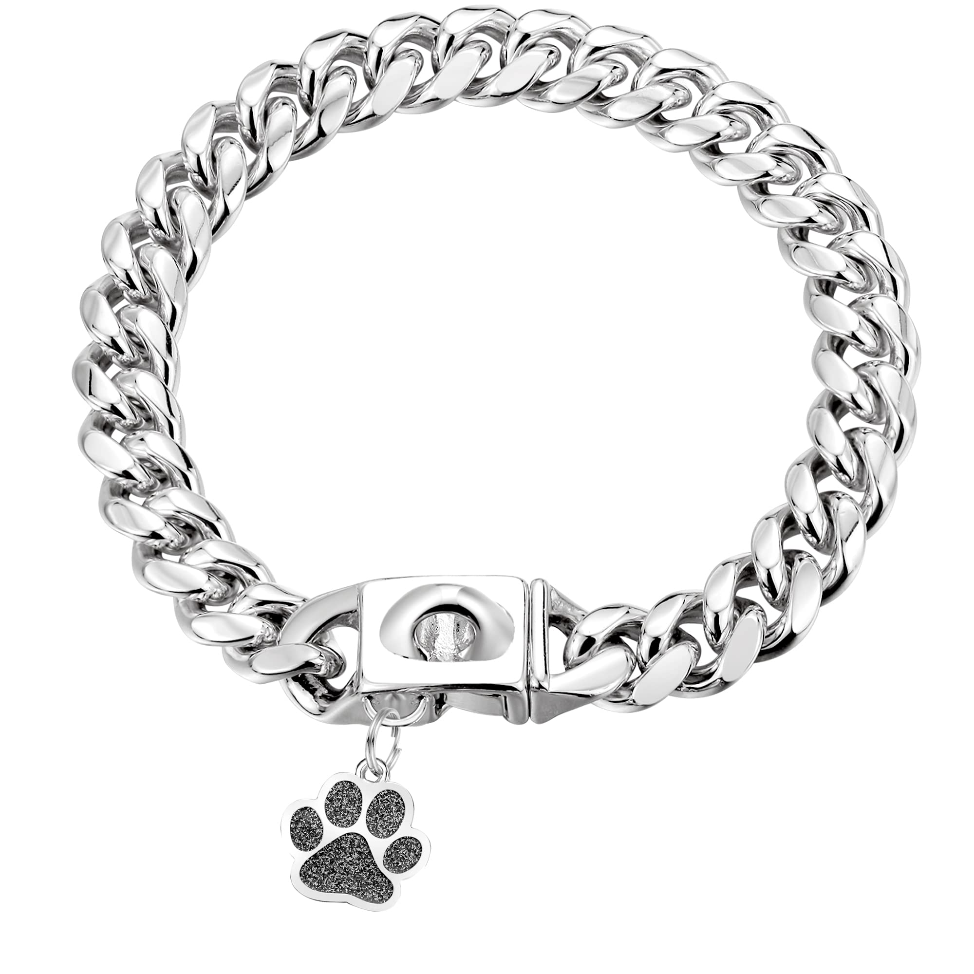 Luxlife Dog Chain Collars Stainless Steel Dog Collar 10Mm Cuban Link Dog Collar Metal Dog Chain With Snap Buckle Dog Tag For Pup
