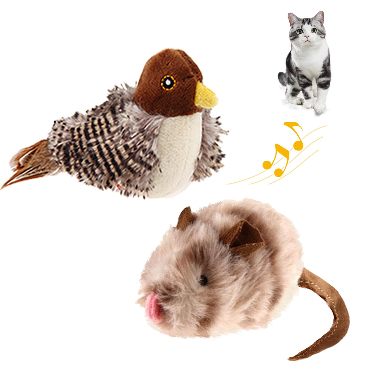 Petgeek Gigwi Chirping Bird Cat Toy, Fake Simulated Toys For Indoor Cats, Melody Chaser Toys With Hanging Loop For Bored Indoor 