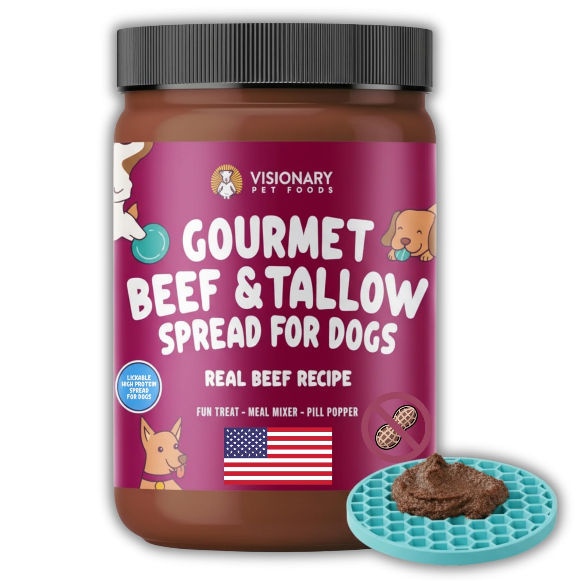 Visionary Pet Foods Beef Meat Spread - Healthy Dog Treat - Alternative to Dog Peanut Butter, Xylitol Free, No Sugar and Filler F