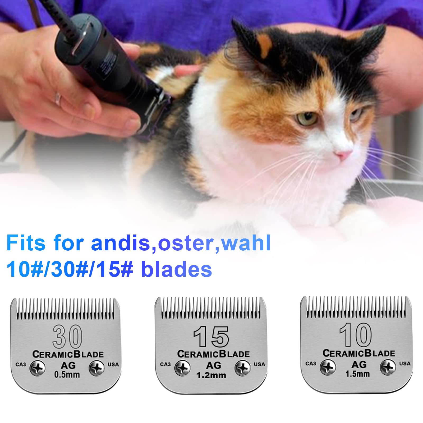 Dodaer Professional Animal Stainless Steel 5 Color Guide Comb Set For 10#/15#/30#Detachable Blade,Compatible With Andis, Oster A