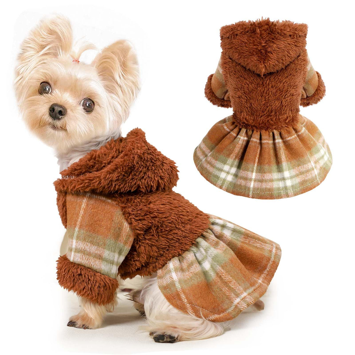 Shifenmei Dog Halloween Costumes Dog Sweater For Small Dogs Boy Girl Cold Weather Dog Coats Winter Dog Clothes Sweatshirt For Chihuahua Yorkie Cat Sweater Dog Costumes X-Small, Coffee