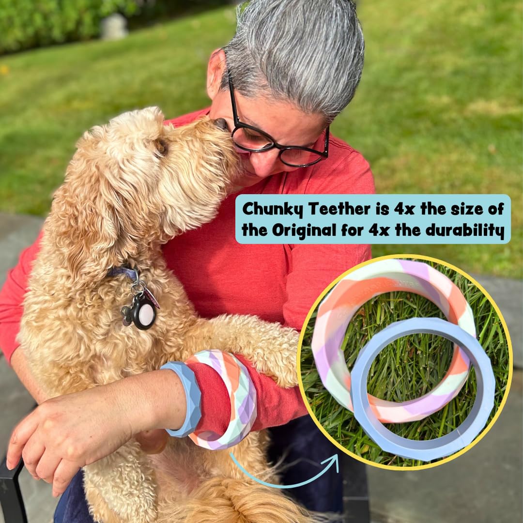 Sweet Paws Chunky Teething Rings for Dogs, Bracelet Food Grade Silicone Puppy Chew Toys for Large Puppies, Durable Dog Ring Toy