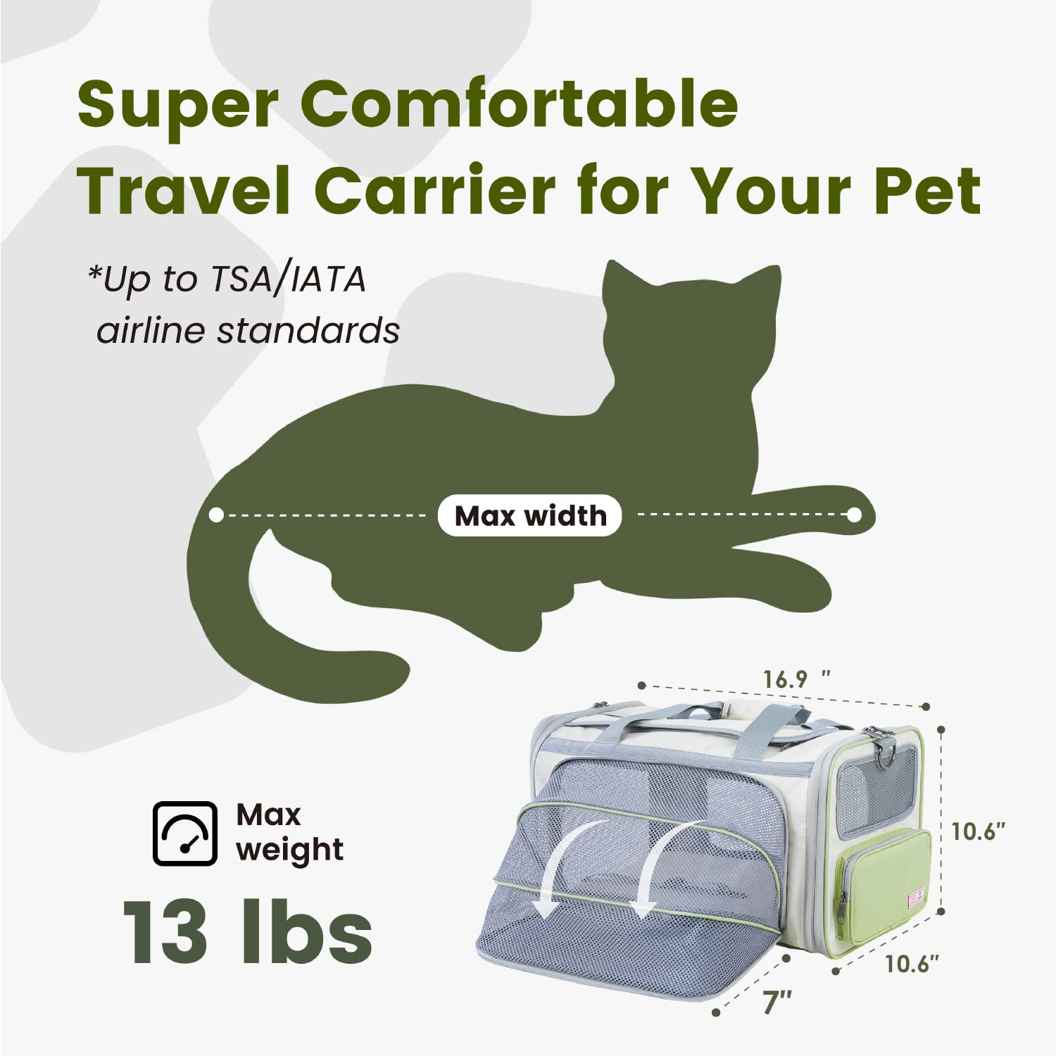 Pawaii Cat Carrier With Id Tag, Tsa Airline Approved Cat Carrier, Soft Sided Collapsible Pet Travel Carrier, Foldable Cat Travel Bag, Protable, Comfortable, Convenient Pet Travel Carrier