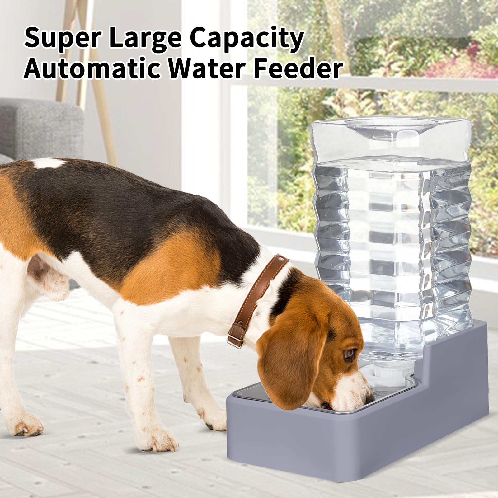 Sfozstra 9L Automatic Dog and Cat Water Dispenser with Stainless Steel Bowl Gravity Waterer,Large Capacity and Drinking,100% BPA