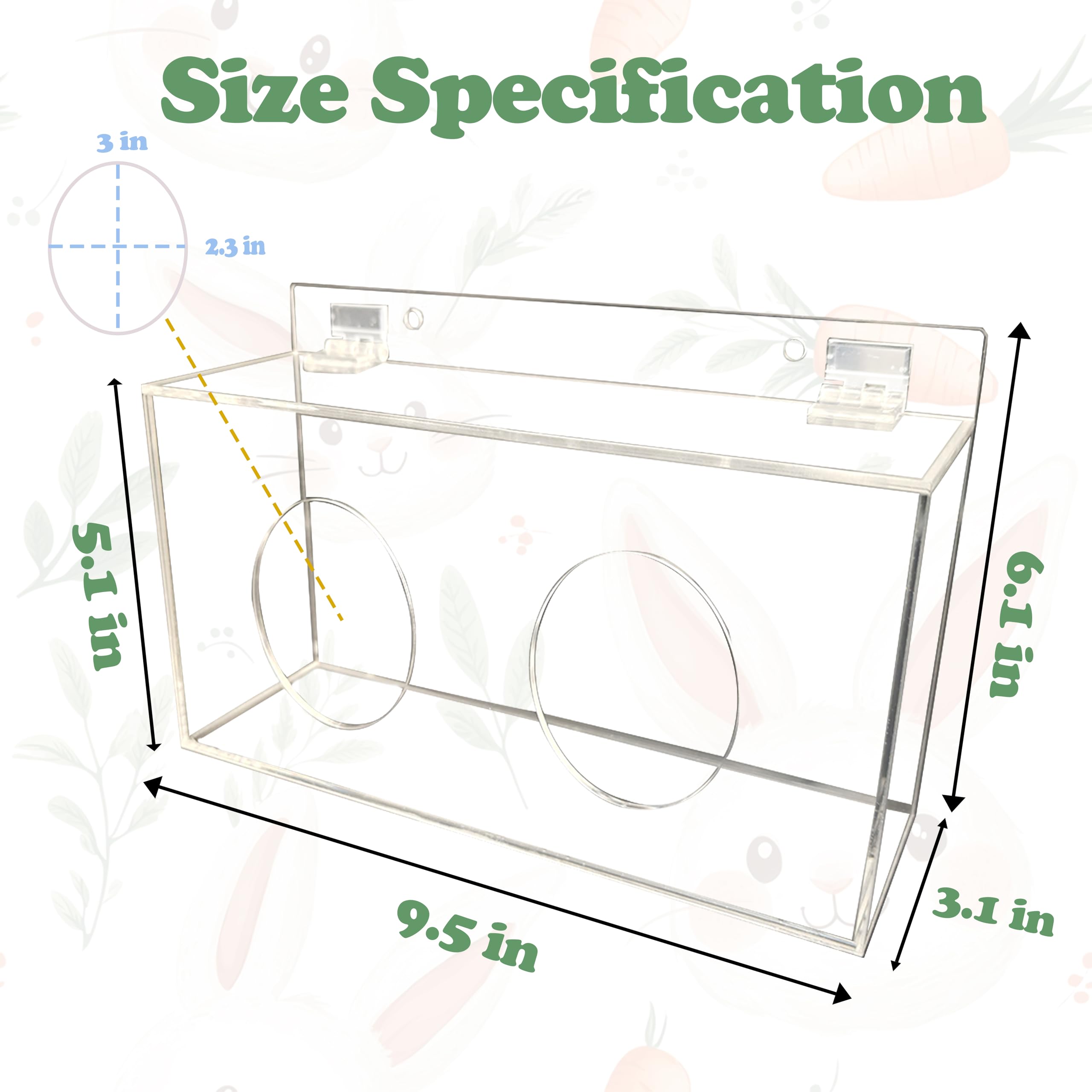 Xymoso Acrylic Rabbit Hay Feeder with Lid,Guinea Pig Hay Rack Holder Chinchilla Cage Accessories for Rabbits Guinea Pigs Bunny