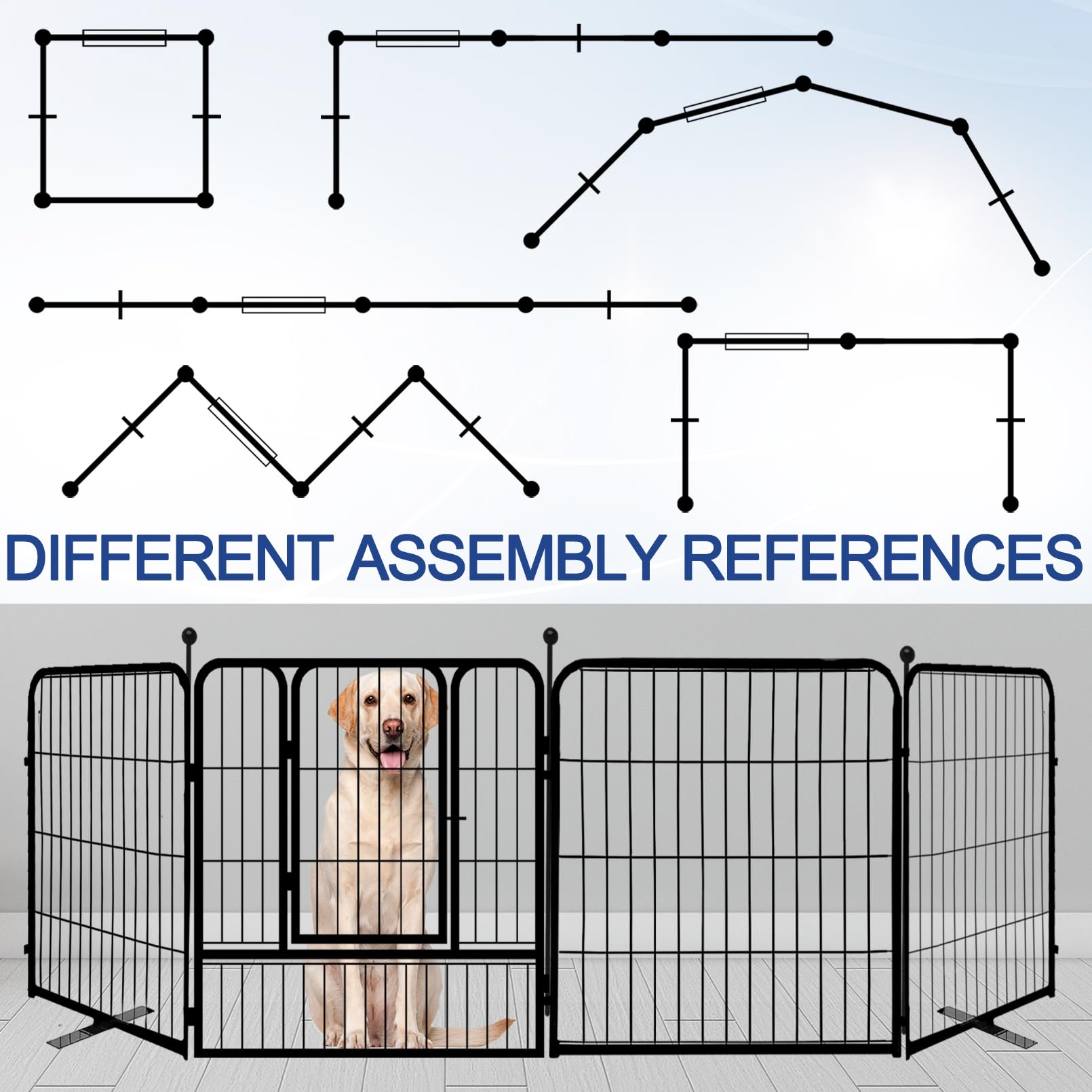 Gxsdj Metal Freestanding Dog Gate With Door, Dog Gates For Doorways Extra Wide, 100   W  24   H 4 Panels Outdoor Dog Gate, Dog F