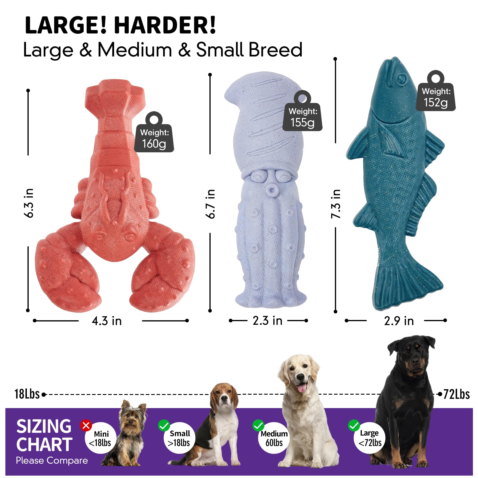 Kimee Indestructible Dog Chew Toys - 3 Pack Tough Nylon, Bacon Flavor for All Breeds, Teeth Cleaning & Boredom Relief, Multi Color