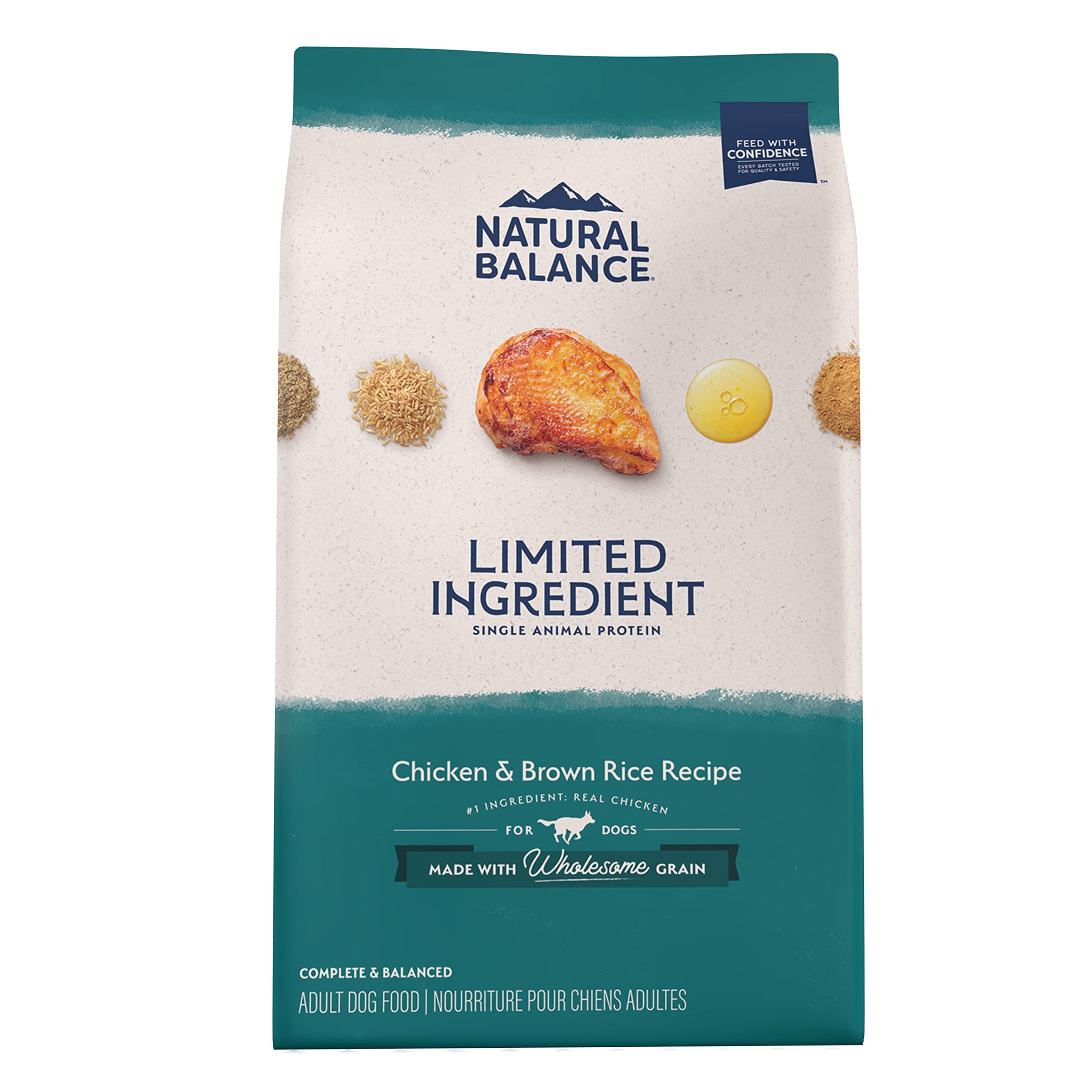 Natural Balance Limited Ingredient Adult Dry Dog Food with Healthy Grains, Chicken & Brown Rice Recipe, 12 Pound (Pack of 1)
