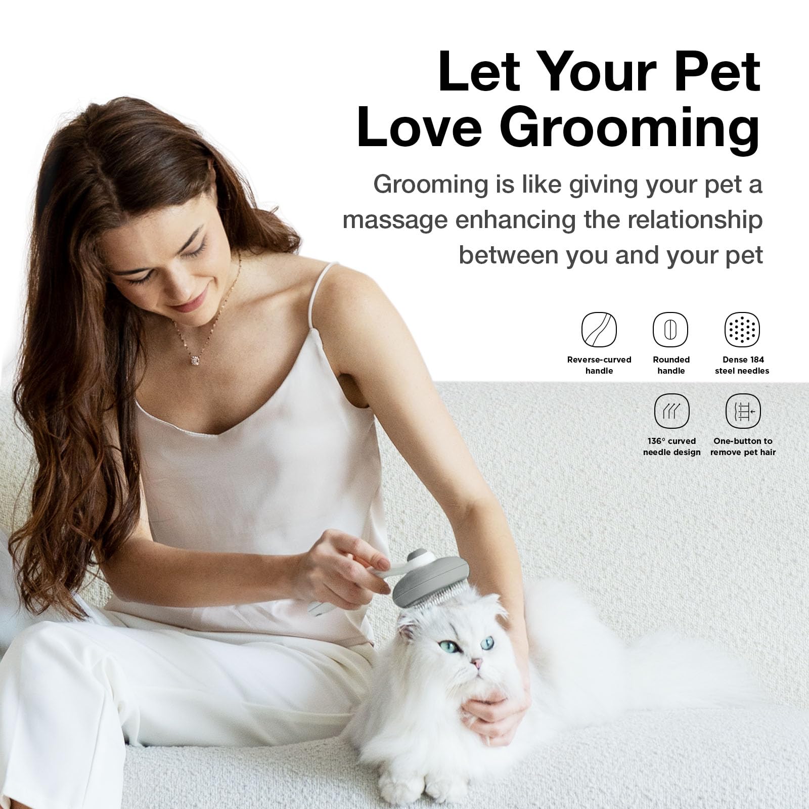 Guliguli Cat Brush For Shedding, Pet Grooming Self Cleaning Slicker Brush For Cats & Dogs, Grey