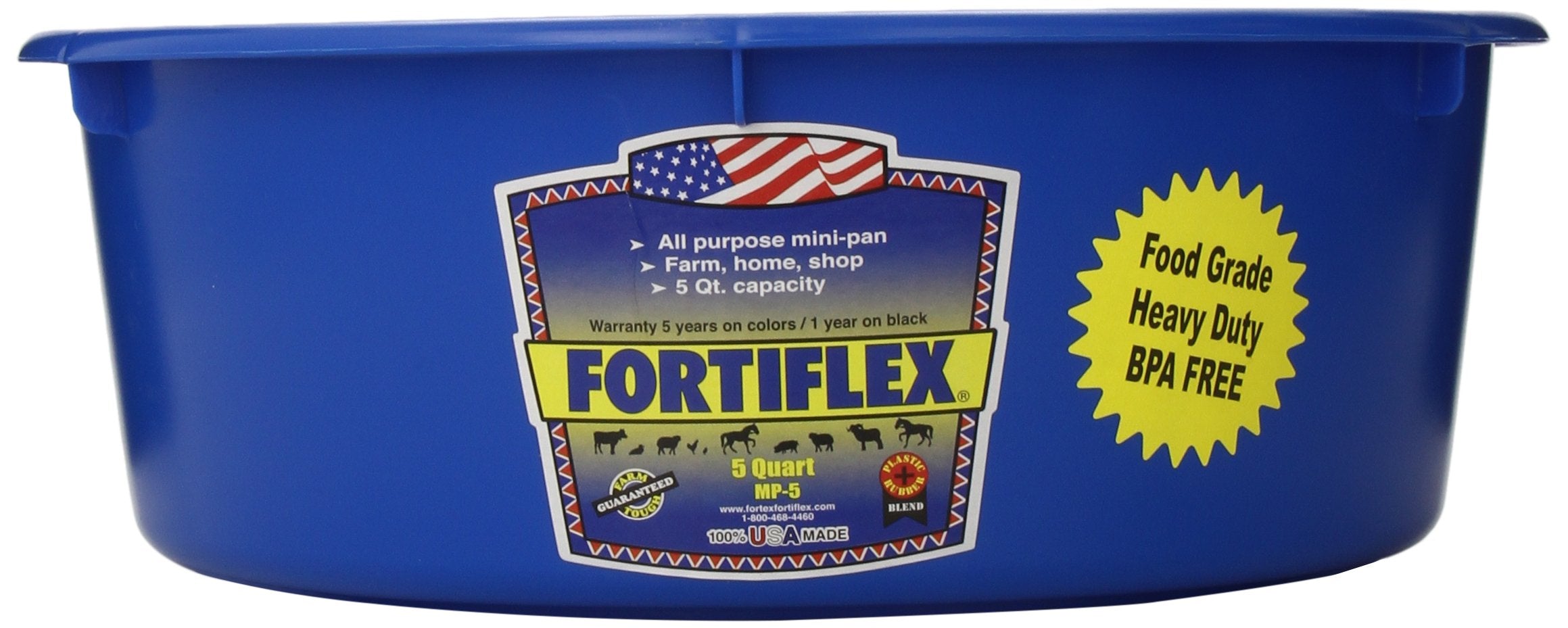 Fortiflex Mini Feed Pan For Dogs And Horses, 5-Quart, Blue