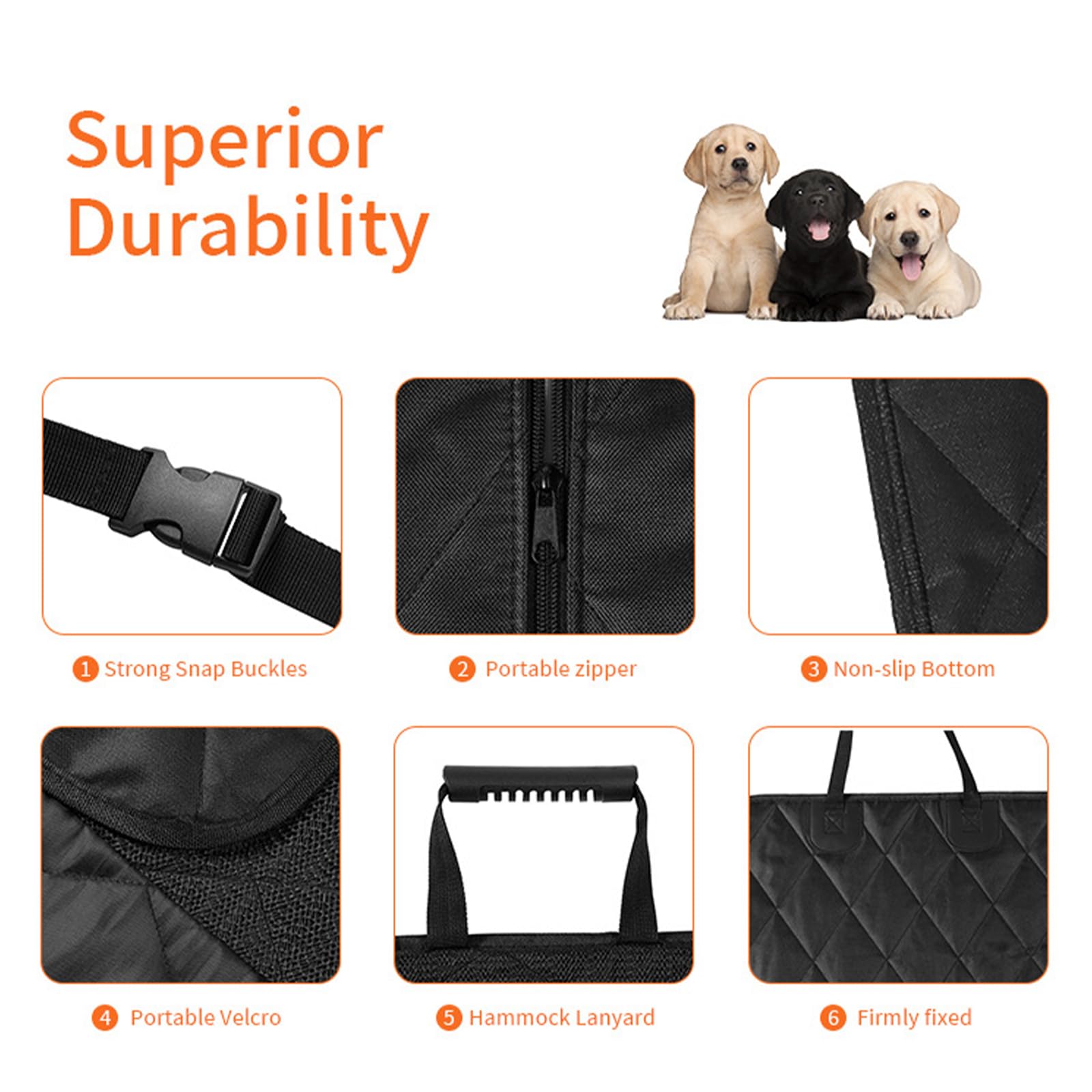 Doggiekit Dog Car Seat Cover For Back Seat, Waterproof Rear Seat Protector, Full Protection From Mud Scratches Shedding, Non-Sli