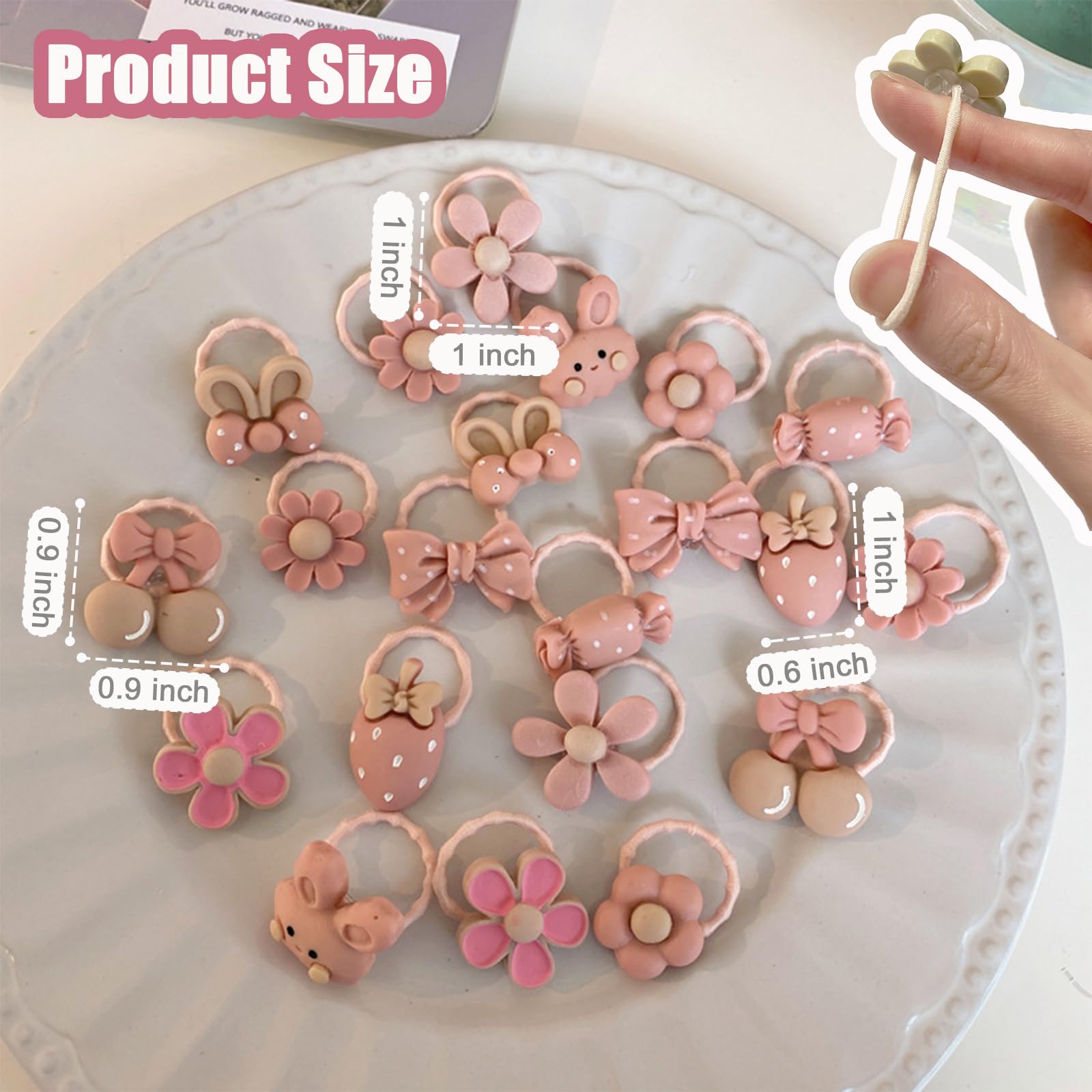20 Pcs Light Pink Small Dog Hair Bows With Rubber Bands Puppy Bows For Ears Cute Grooming Flower Bowknot Strawberries Topknot Do