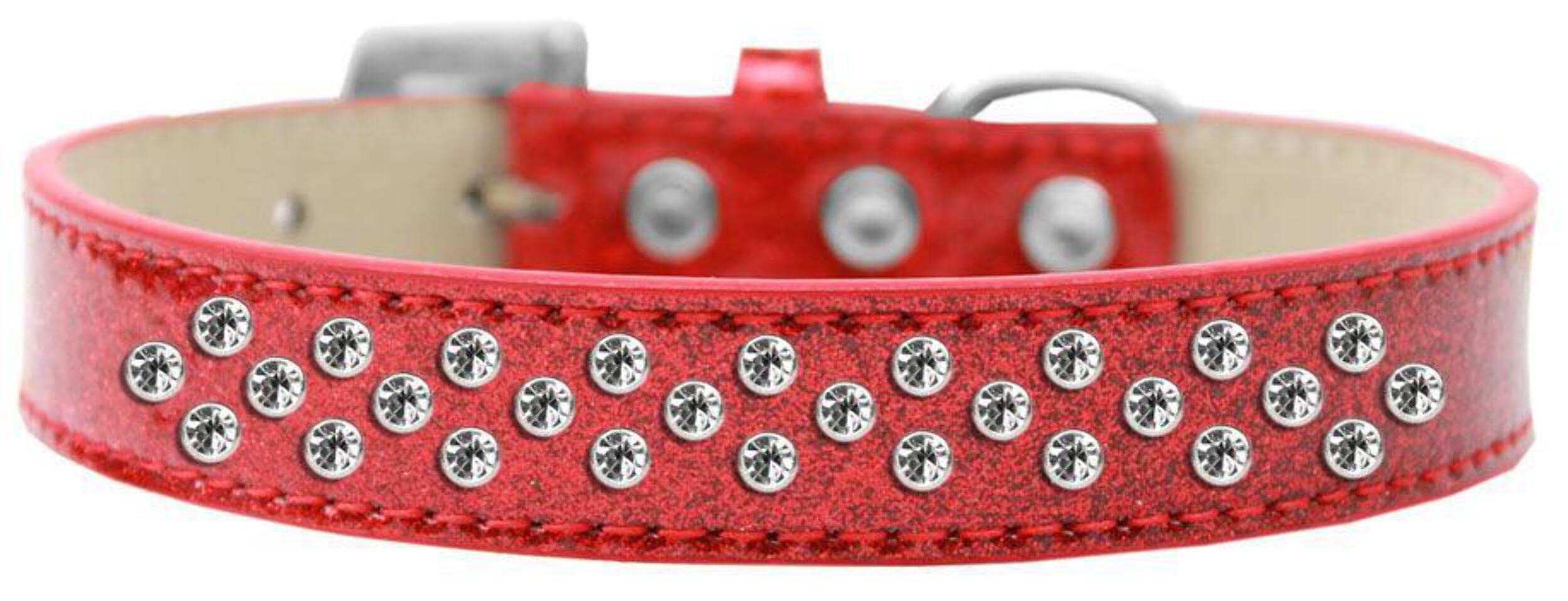 Mirage Pet Products Sprinkles Ice Cream Dog Collar with Clear Crystals, Size 16, Red