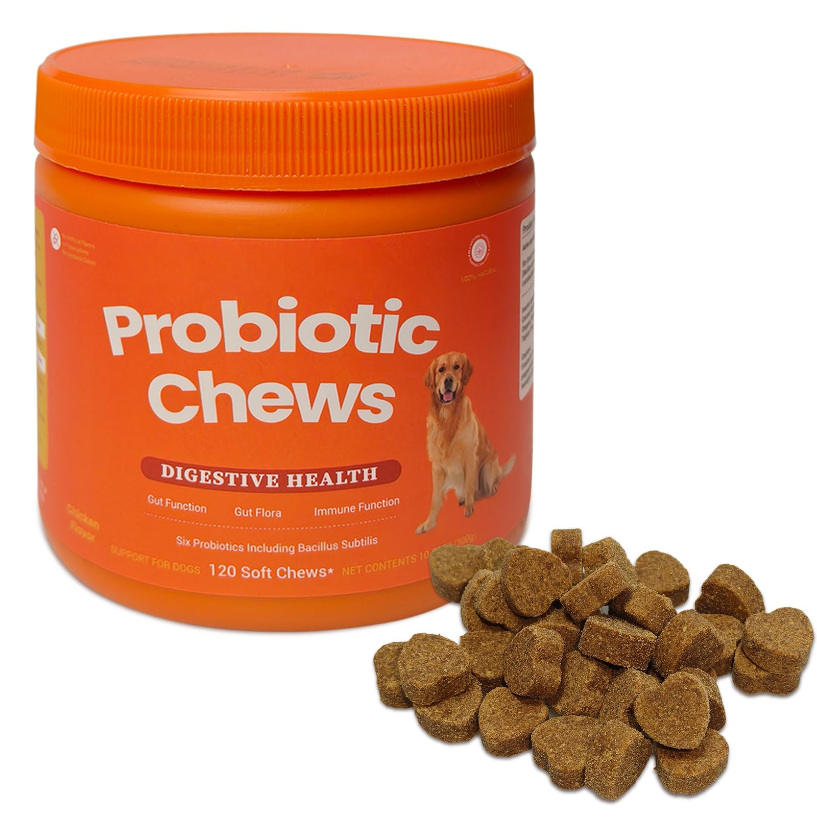 KERHAND 120 Chews Probiotics for Dogs with Digestive Enzymes for Gut Health, Gut Digestive Health Probiotic Chews Immune & Bowel