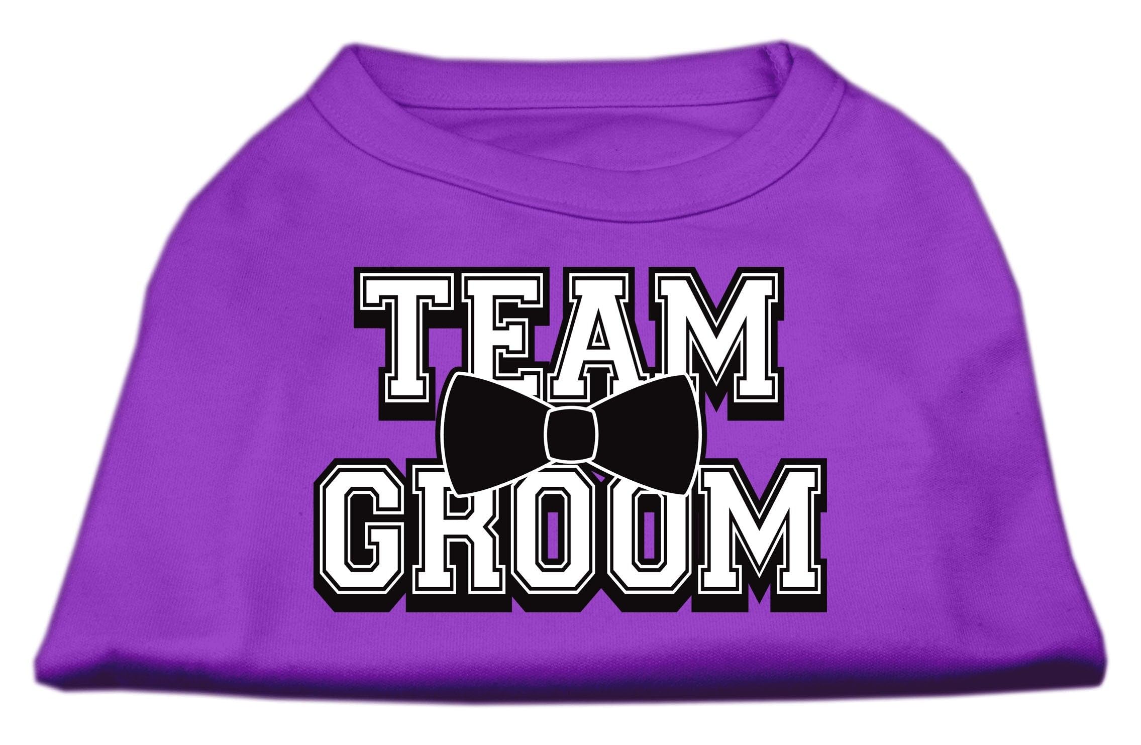 Pet Dog & Cat Shirt Screen Printed, 'Team Groom' Purple 3Xl (25-35 Lbs.)