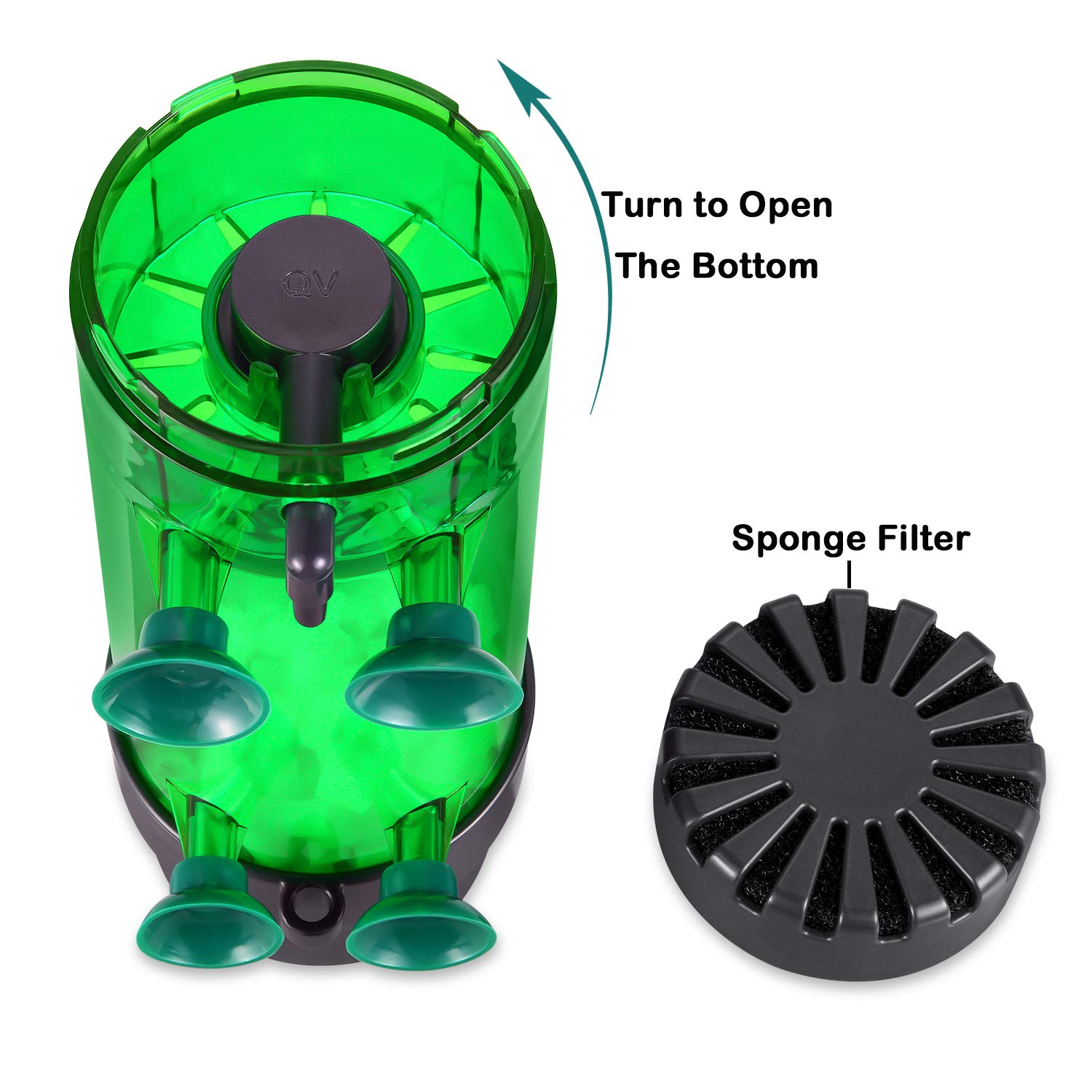 Qanvee Fluidized Moving Bed Filter Bubble Bio Media Reactor For Aquarium Fish Tank With Air Stone And Sponge Filter (Lh-600)