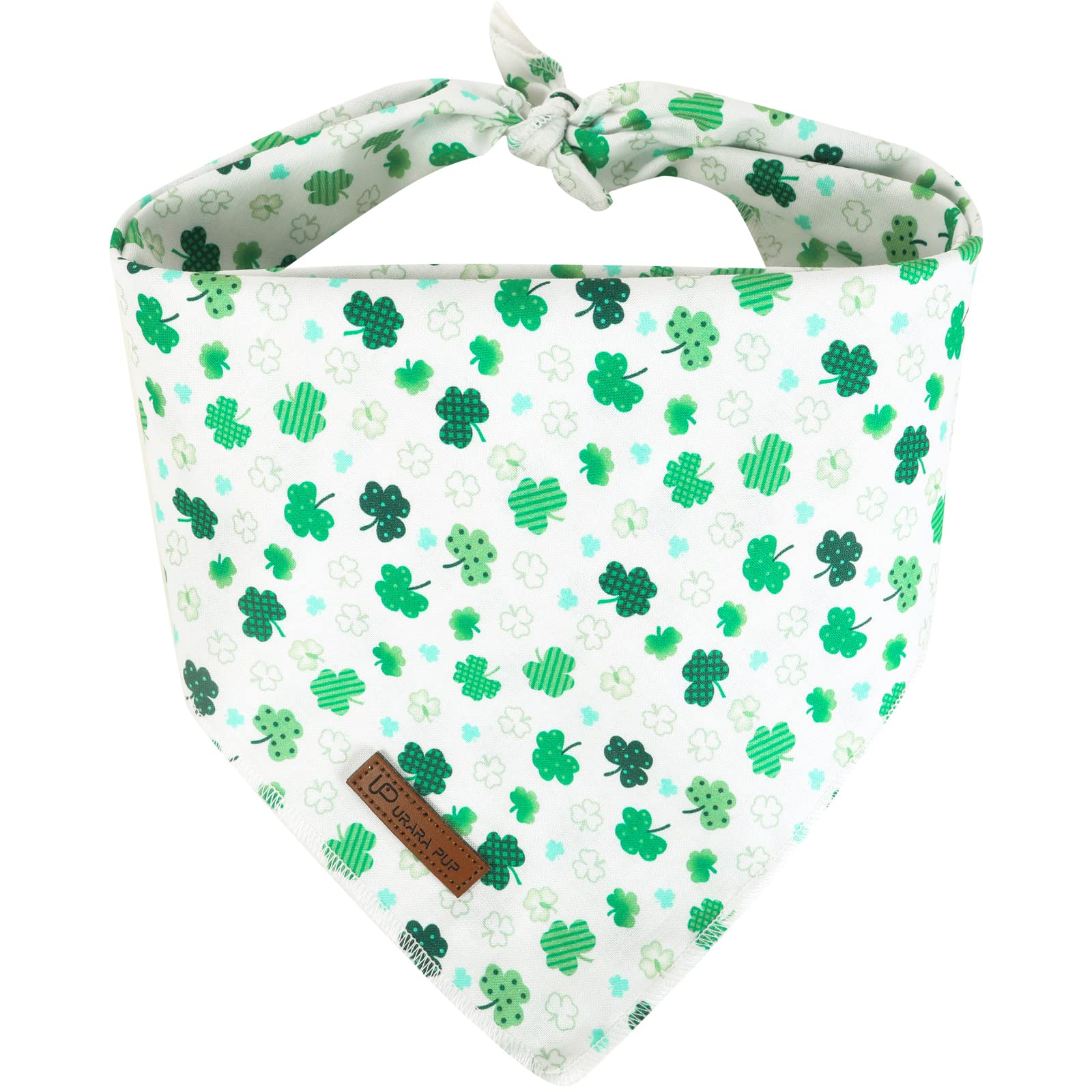Up Urara Pup St. Patrick'S Day Dog Bandana, Shamrock Triangle Bid Scarf For Medium Large Dog, Cotton Dog Kerchief For Girl Boy Dogs, Cute Spring Dog Bandana, Puppy Green Dog Bandana