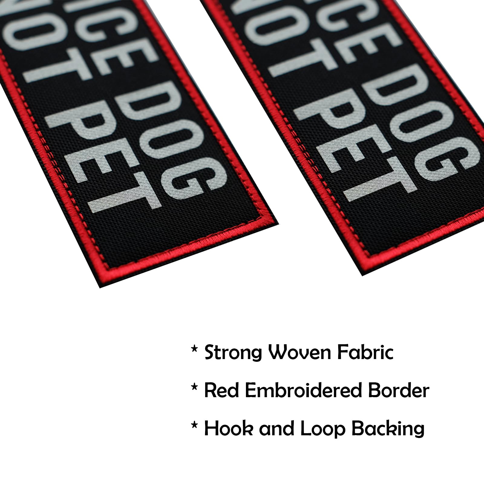 FITZNORA 2 Pcs Reflective Service Dog Do Not Pet Patch Set with Hook and Loop Fastener, Embroidered Border with Printed Letters