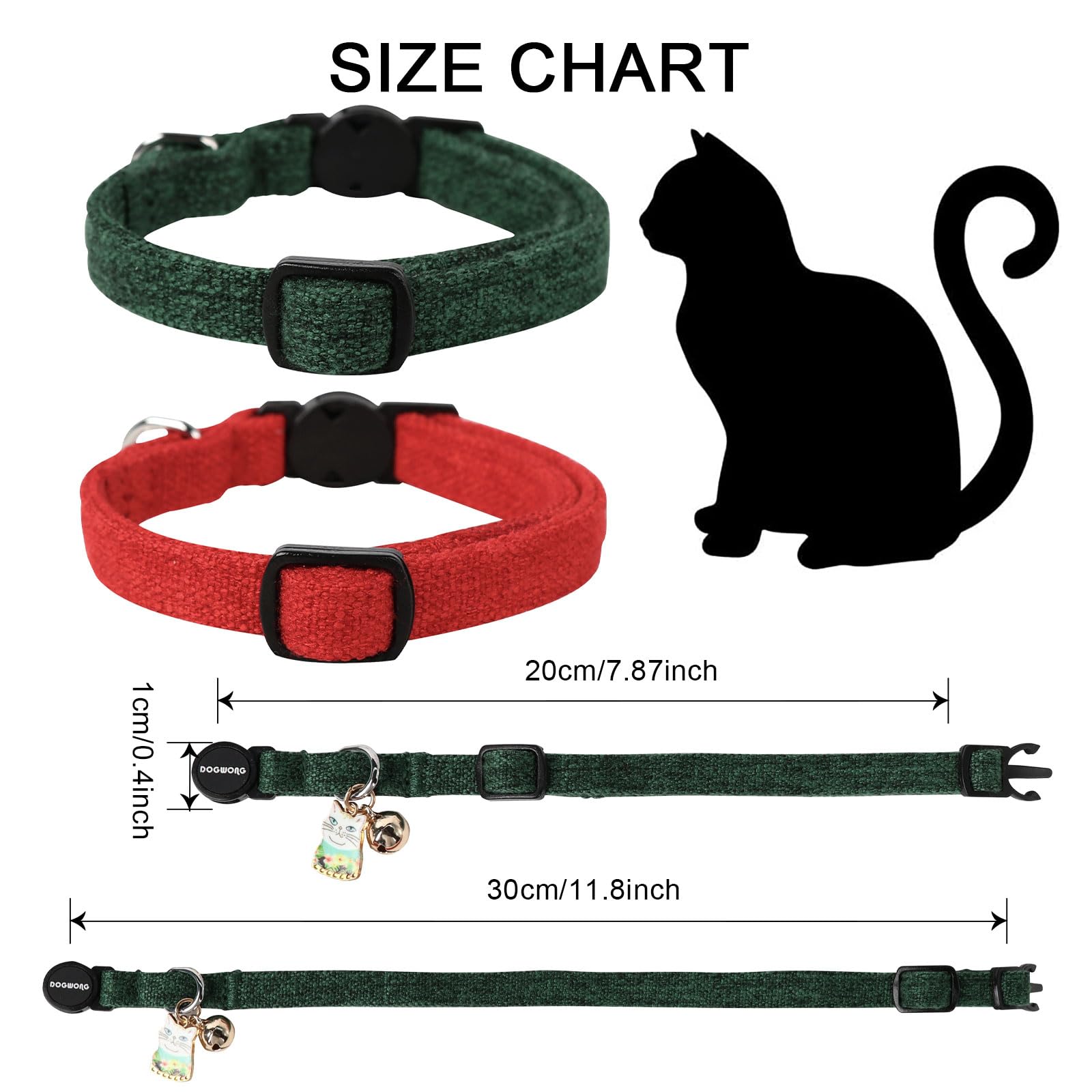 Cat Collar,2 Pack Holiday Cat Collars Breakaway With Bell, Dogwong Safety Buckle Red Green Christmas Cat Collar For Girl Boy Cat