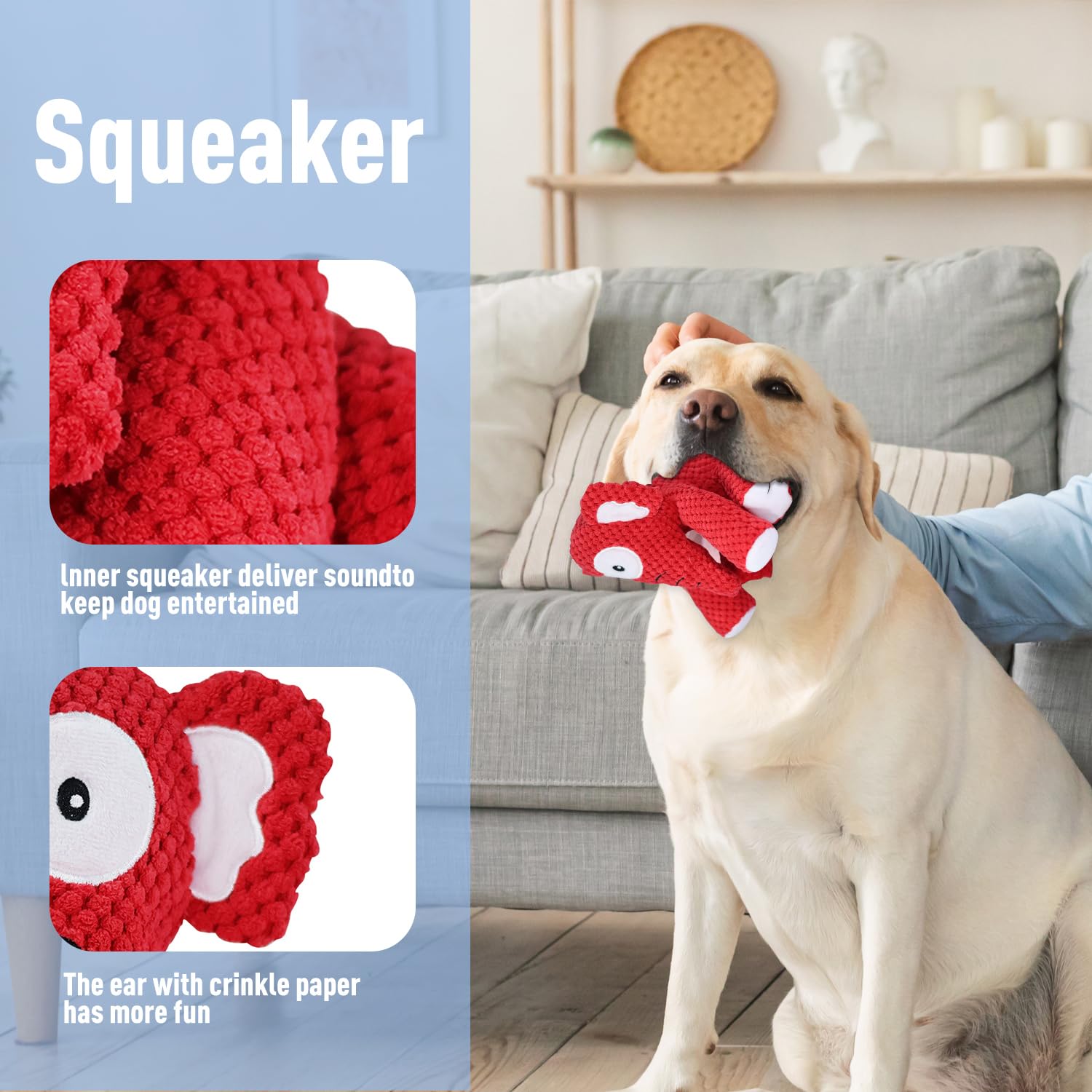 Bzonsmart Dog Toys, Squeaky And Crinkle Plush Dog Toy For Puppy,Small, Medium, And Large Breeds,Cute Soft Stuffedtoys For Teeth
